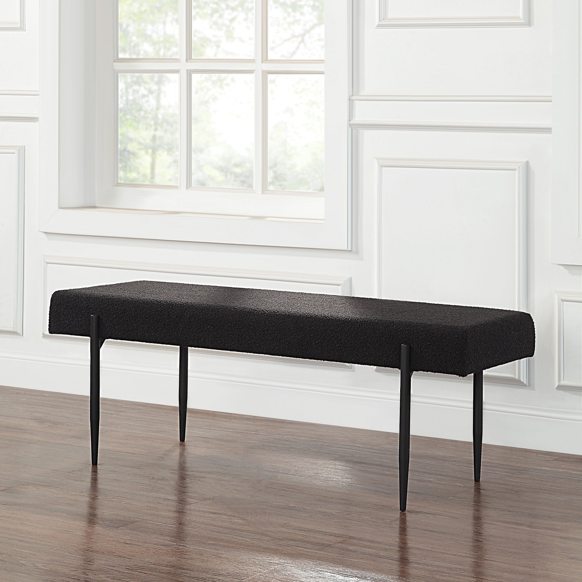 Lowe Indoor Boucle Bench, Black-Bench-DECOROLALA