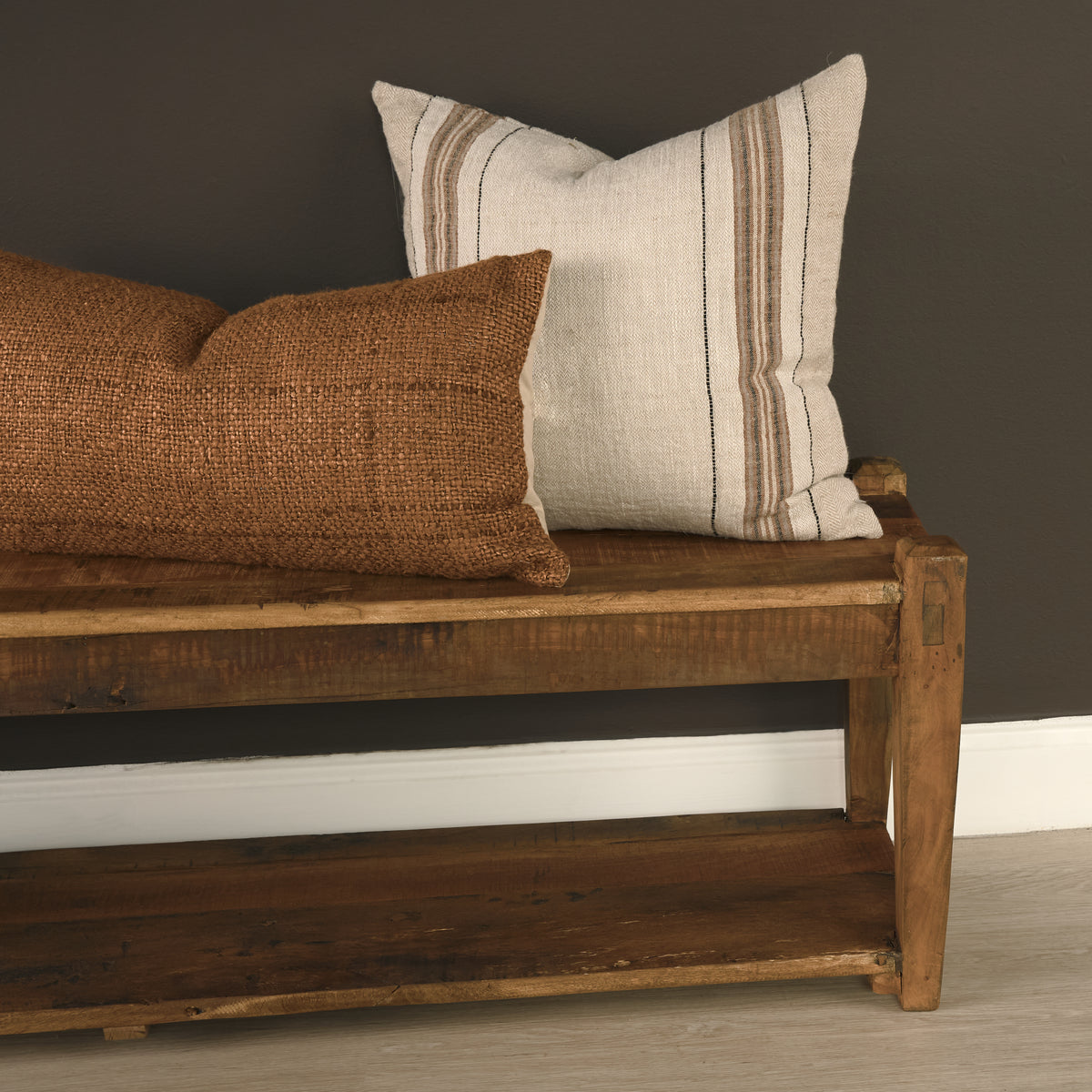 Lowen Lumbar Woven Decorative Pillow - Copper Rust (min order qty 2)-Decorative Pillows-DECOROLALA