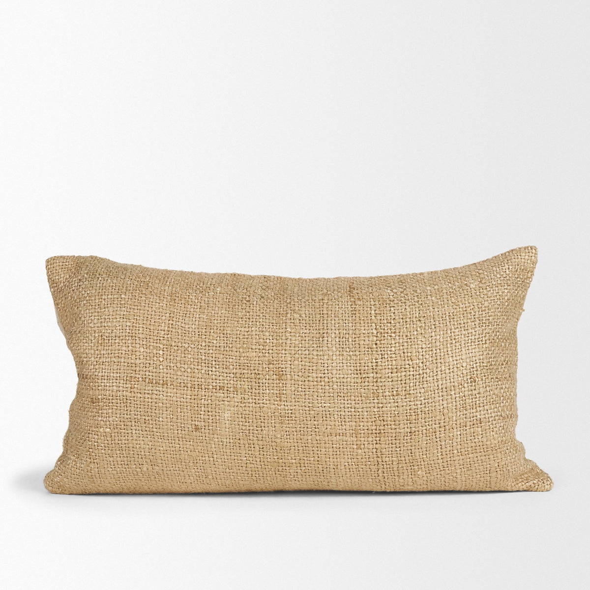 Lowen Lumbar Gold Woven Pillow with Down Filler (min order qty 2)-Decorative Pillows-DECOROLALA