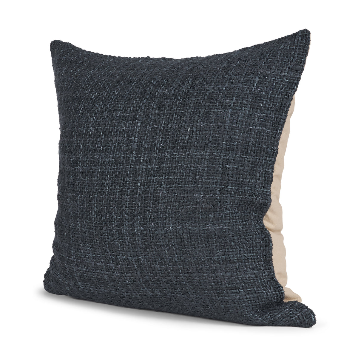 Lowen Square Navy Woven Pillow with Down Filler (min order qty 2)-Decorative Pillows-DECOROLALA