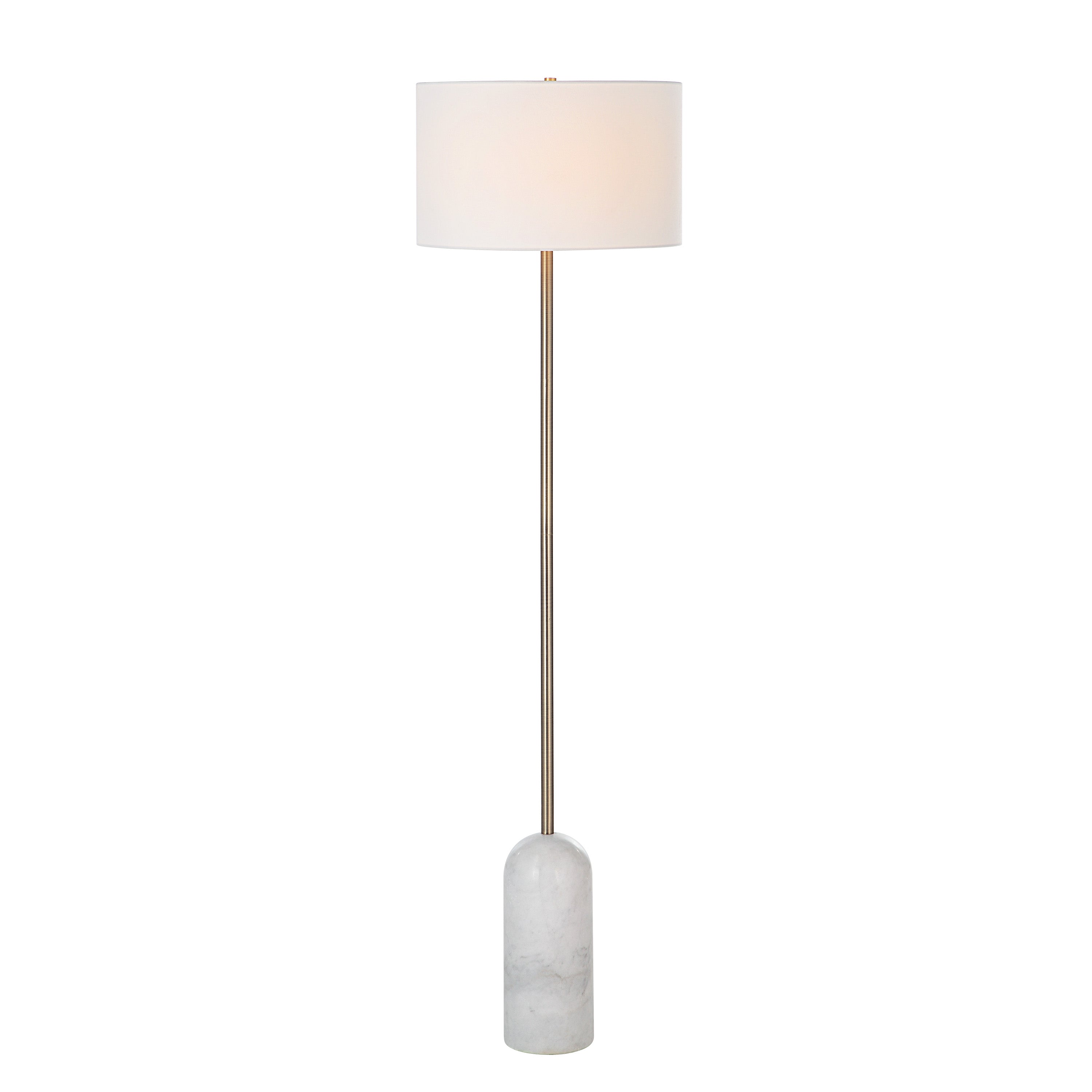 Lozica 62.5" Floor Lamp Antique Brushed Brass Drum Shade-Floor Lamp-DECOROLALA