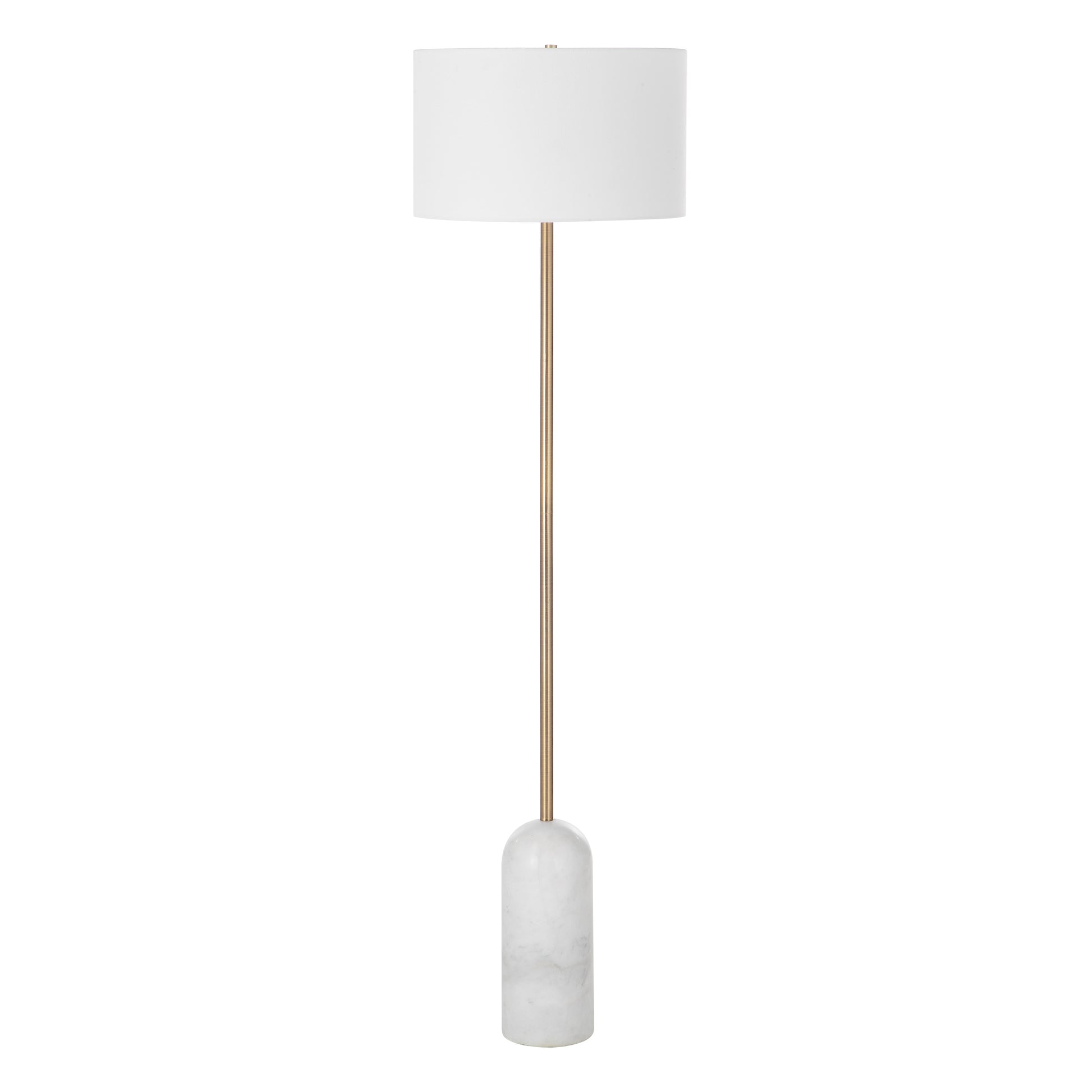 Lozica 62.5" Floor Lamp Antique Brushed Brass Drum Shade-Floor Lamp-DECOROLALA