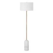 Lozica 62.5" Tall Antique Brushed Brass Floor Lamp with Drum Linen Shade-Floor Lamp-DECOROLALA