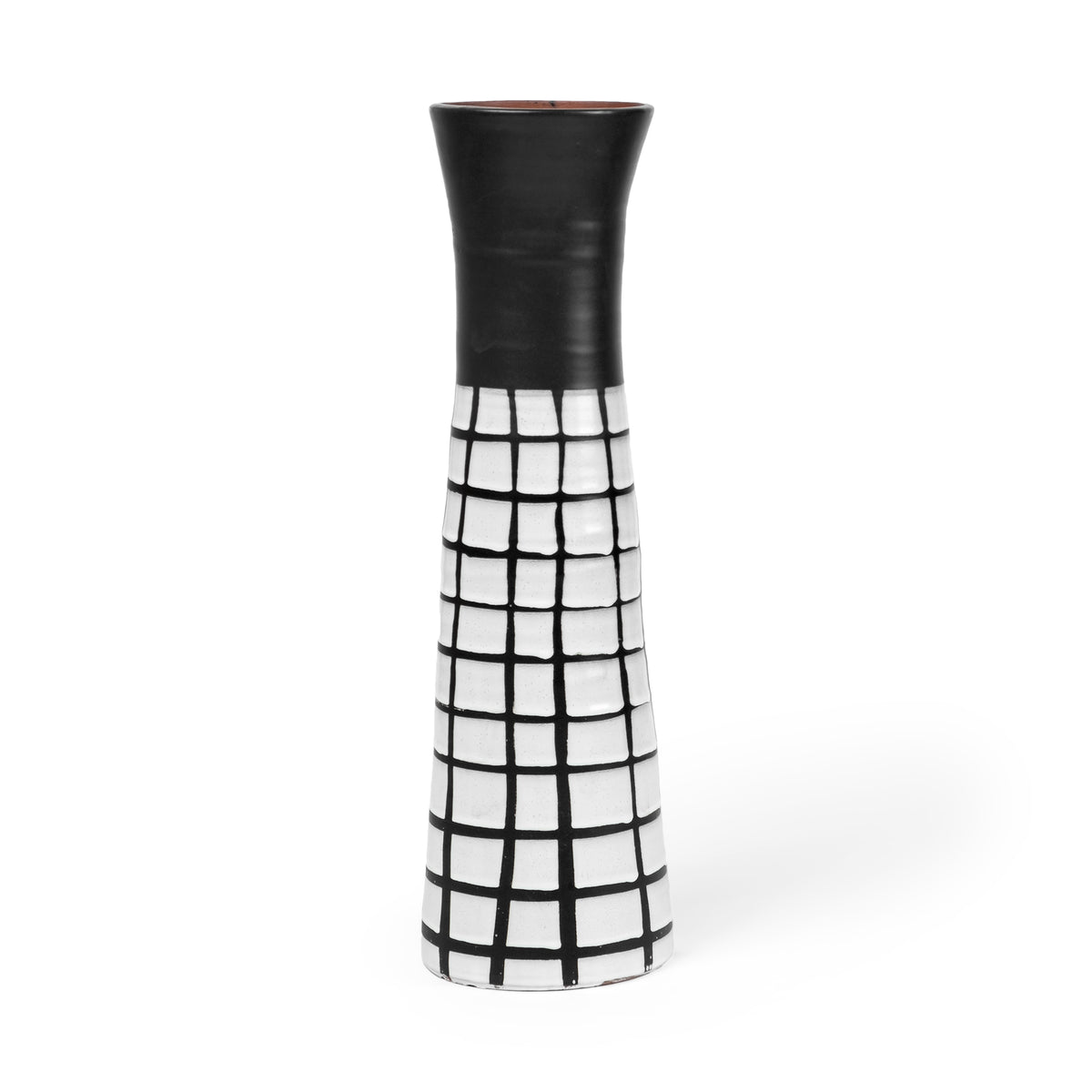 Luanda Ceramic Vase - Black/White Square Pattern-Vases-DECOROLALA