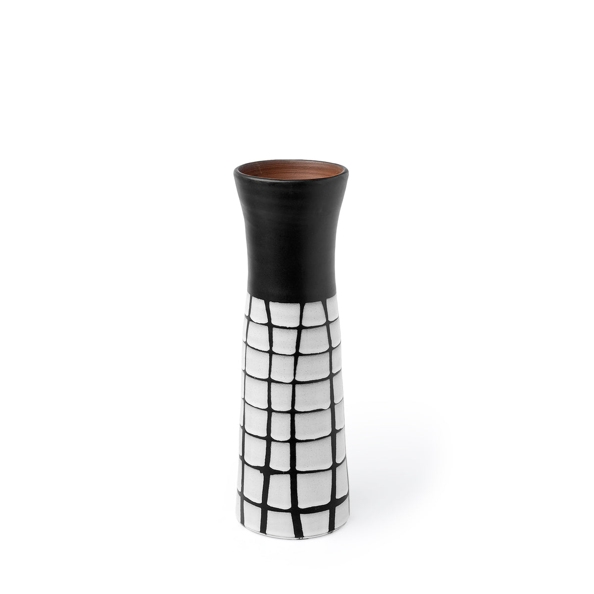 Luanda Large Black/White Large Ceramic Vase-Vase-DECOROLALA