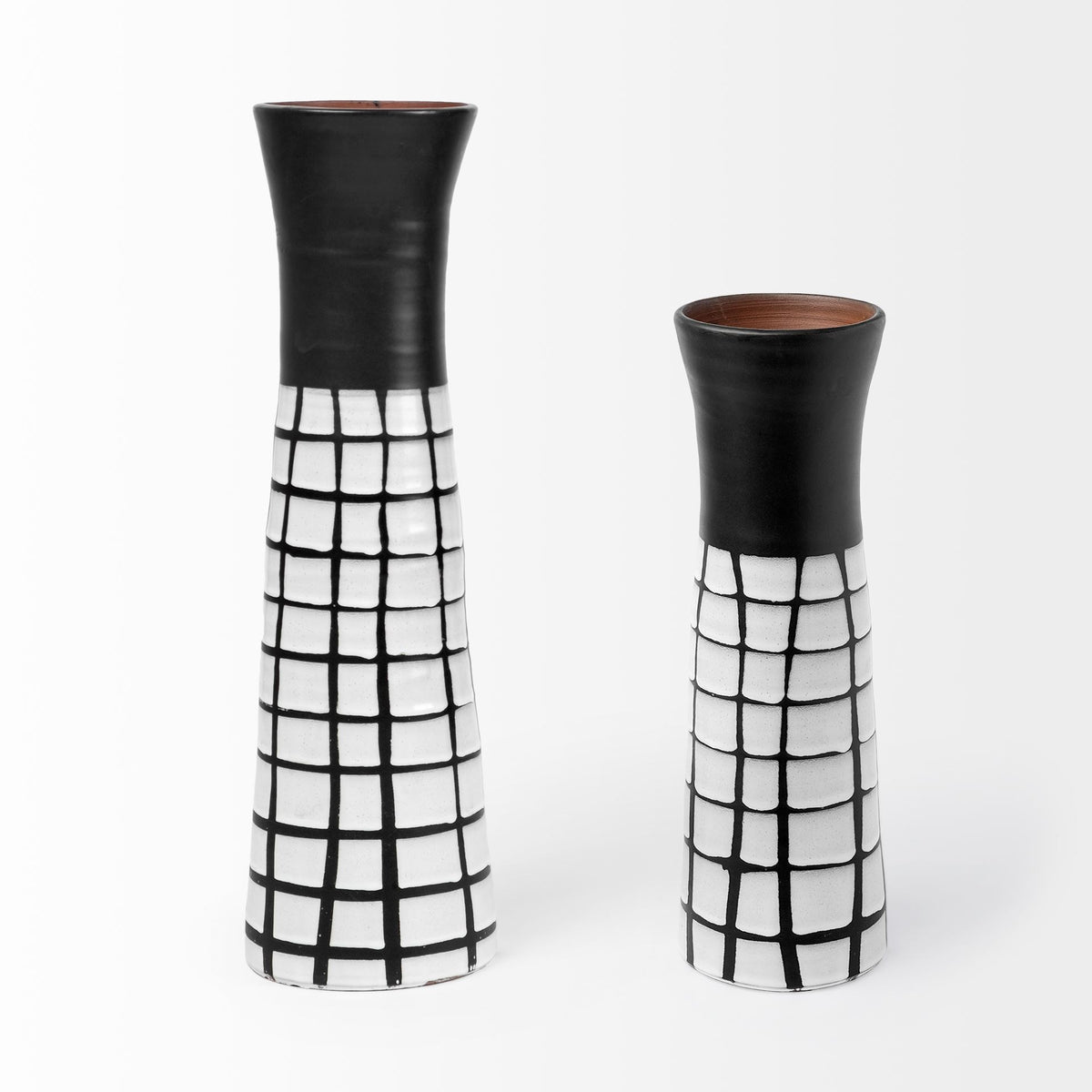 Luanda Large Black/White Large Ceramic Vase-Vase-DECOROLALA