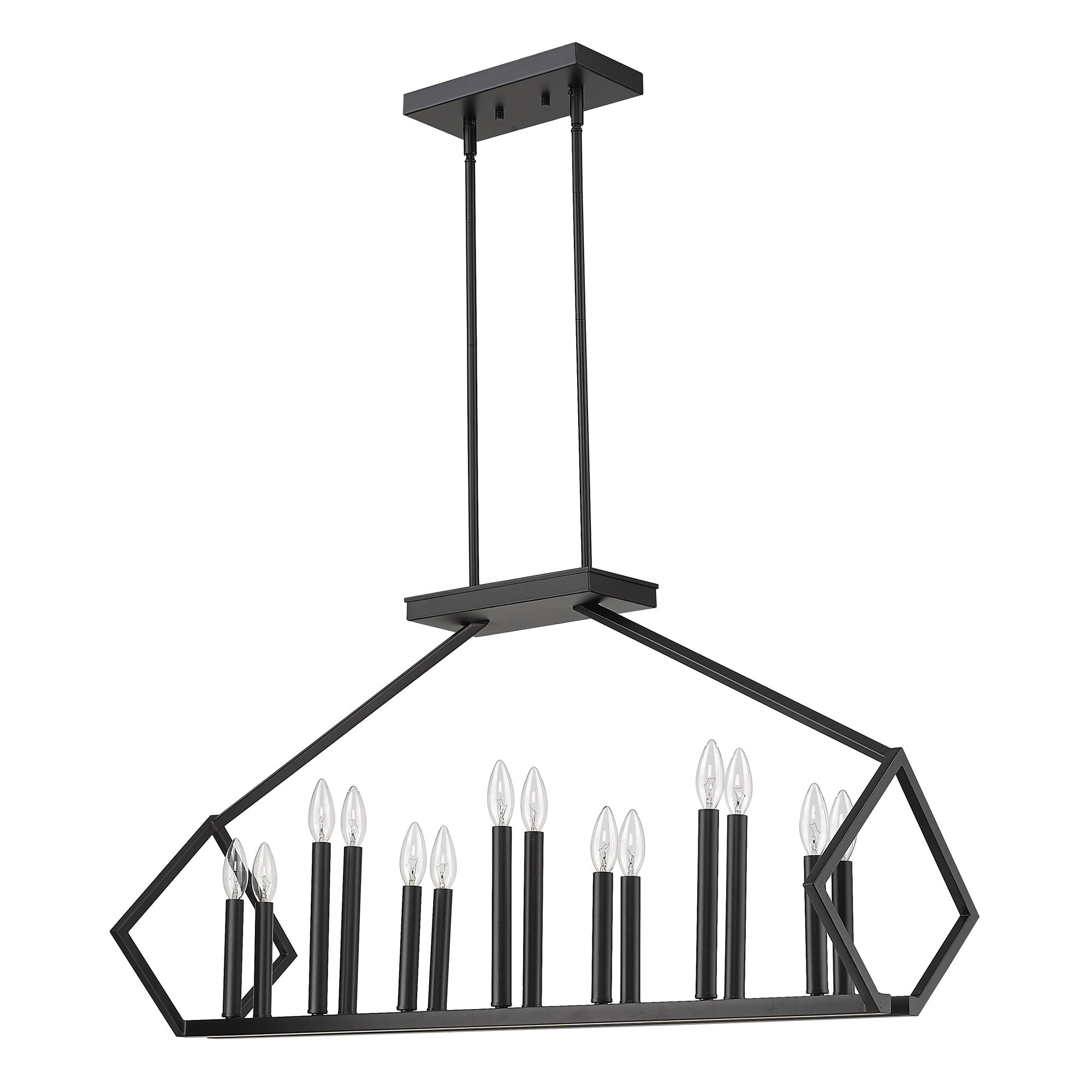 Luca 14-Light Matte Black Island Pendant-Pendants-Hanging Lights-DECOROLALA