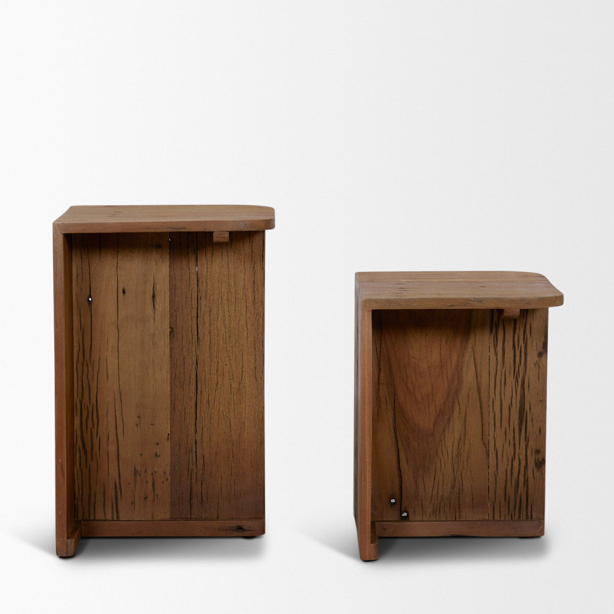 Lucan Mid-Dark Brown Reclaimed Wood Side Tables-End and Side Tables-DECOROLALA