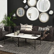 Lucas 30x30 White Marble Top Black Metal Base Coffee Table-Coffee Tables-DECOROLALA