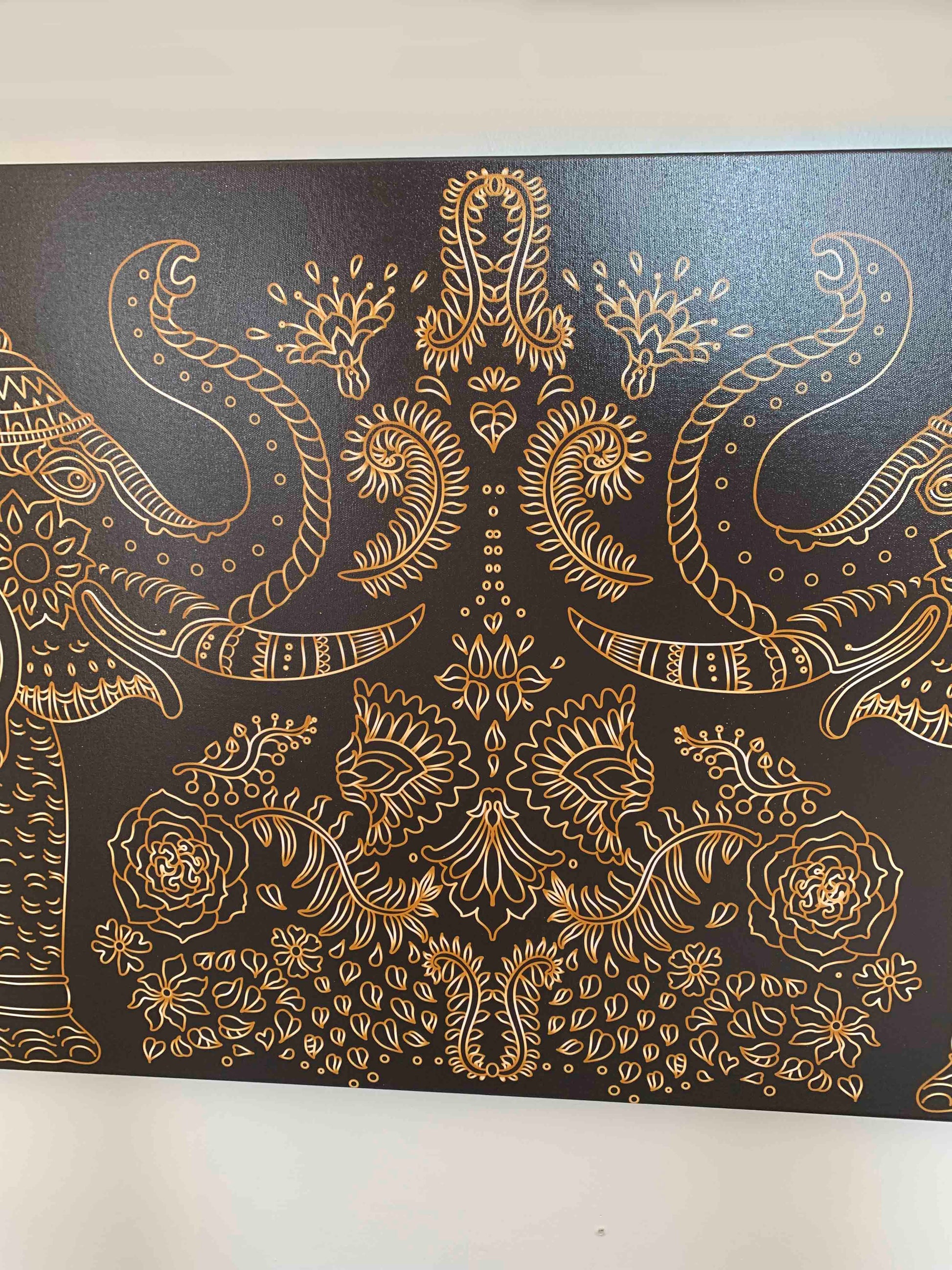 Lucky Trunk Up Elephants Wildlife Canvas 72x24-Wall Art-DECOROLALA