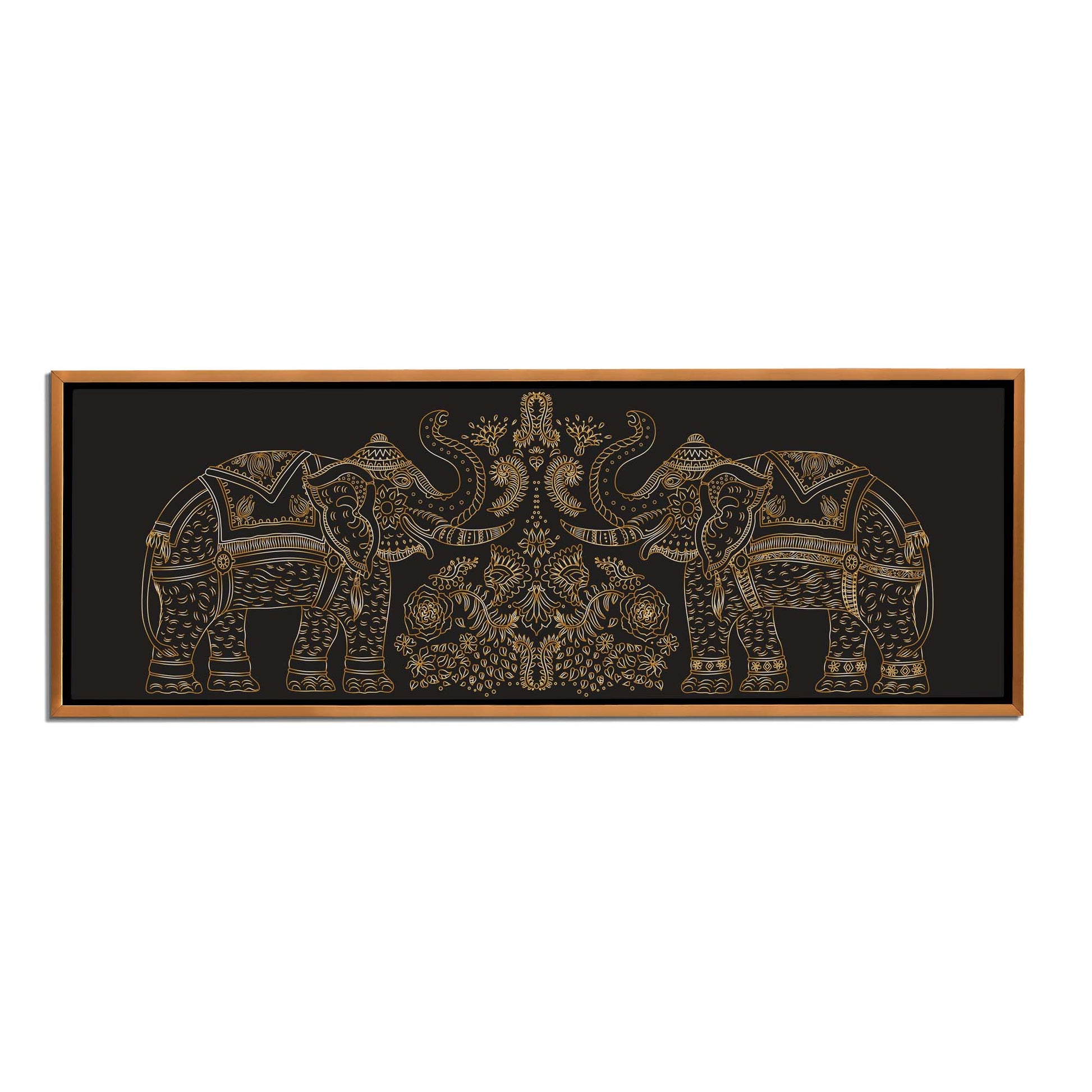 Lucky Trunk Up Elephants Wildlife Canvas 72x24-Wall Art-DECOROLALA