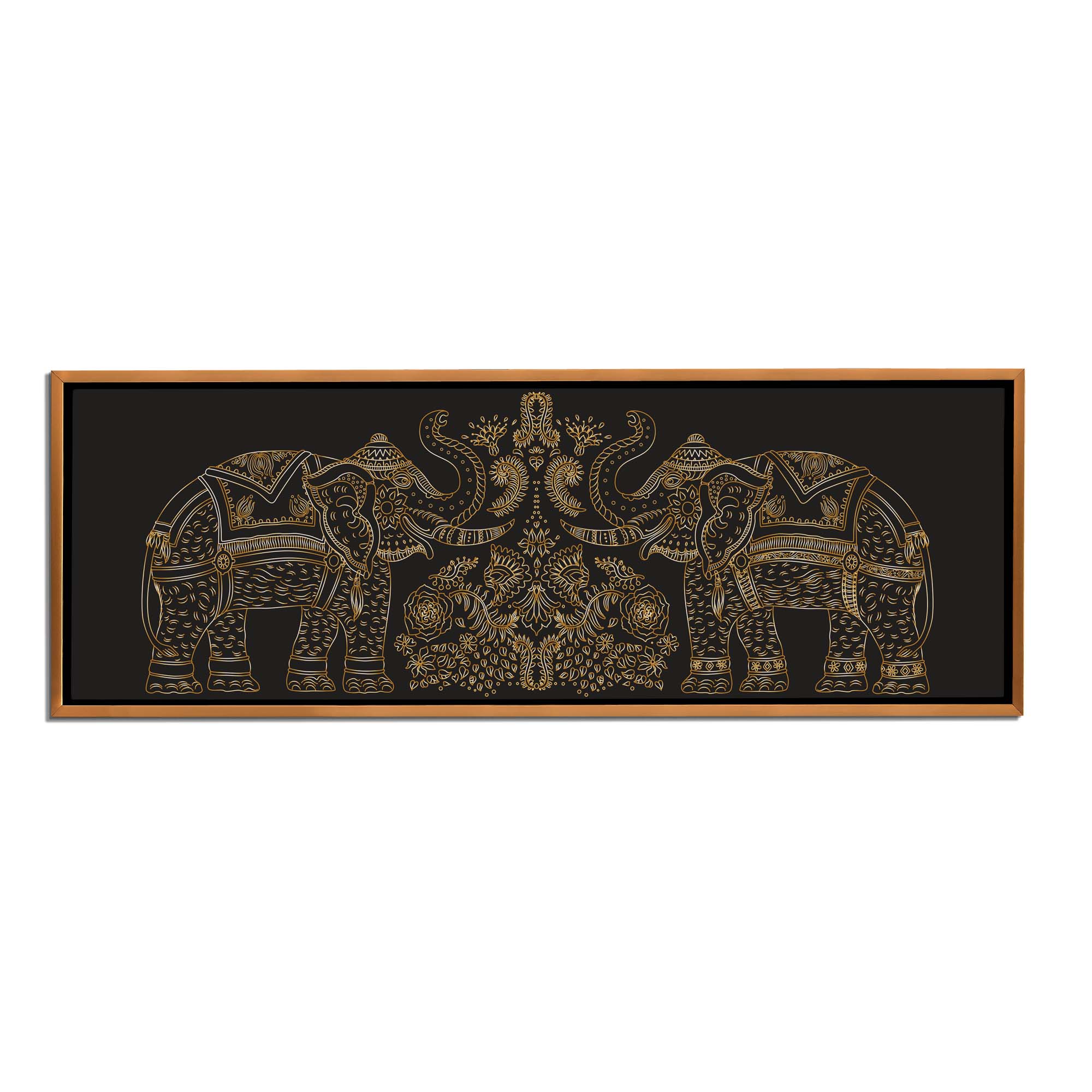 Lucky Trunk Up Elephants Wildlife Canvas 72x24-Wall Art-DECOROLALA