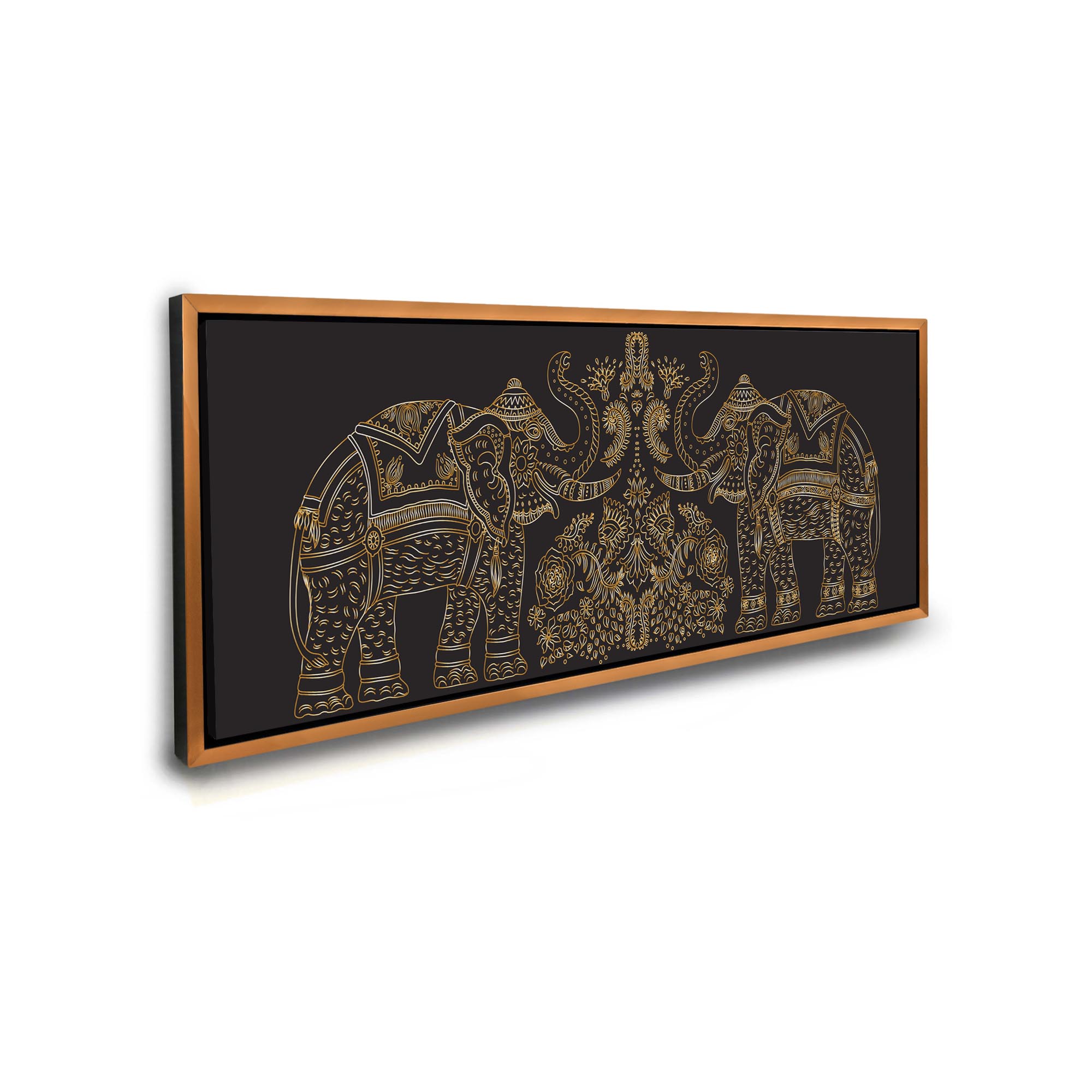 Lucky Trunk Up Elephants Wildlife Canvas 72x24-Wall Art-DECOROLALA