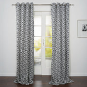 Lugano Jacquard Abstract Design Light Filtering Grommet Curtain 54" x 95"-Curtains-DECOROLALA