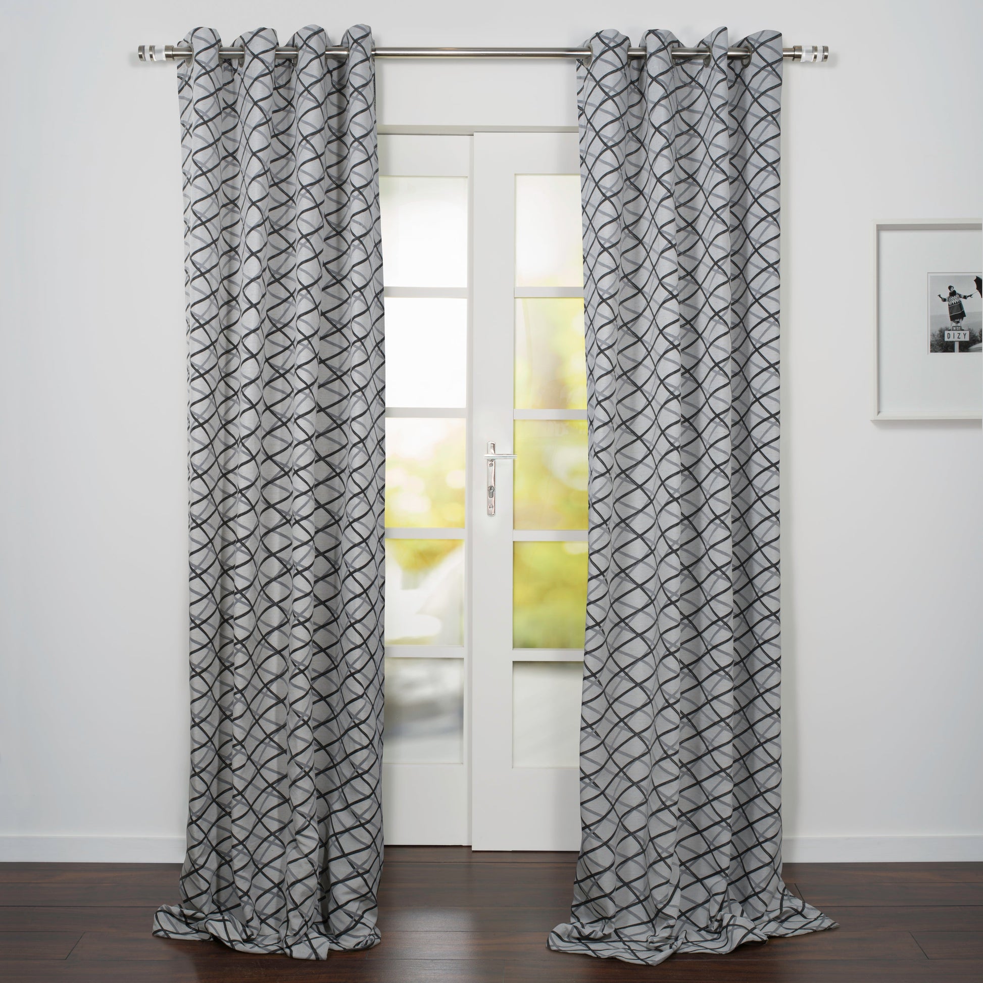 Lugano Jacquard Abstract Design Light Filtering Grommet Curtain 54" x 95"-Curtains-DECOROLALA