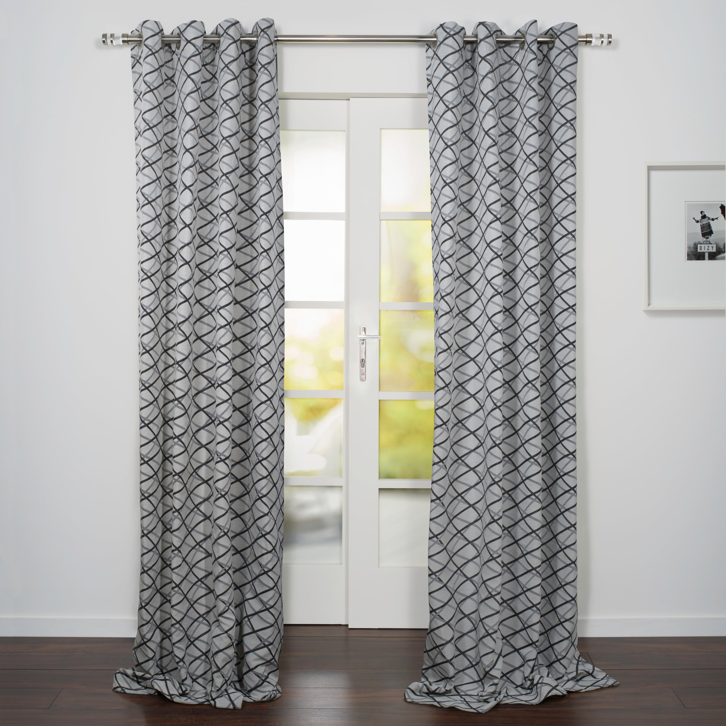 Lugano Jacquard Abstract Design Light Filtering Grommet Curtain 54" x 95"-Curtains-DECOROLALA