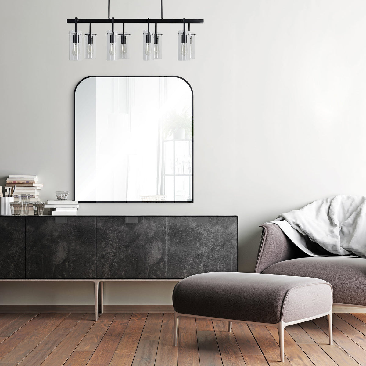 Luka 40" Tall Irregular Wall Mirror, Black-Mirrors-DECOROLALA