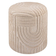 Lullu Round Storage Ottoman - Beige Geometric Pattern-DECOROLALA