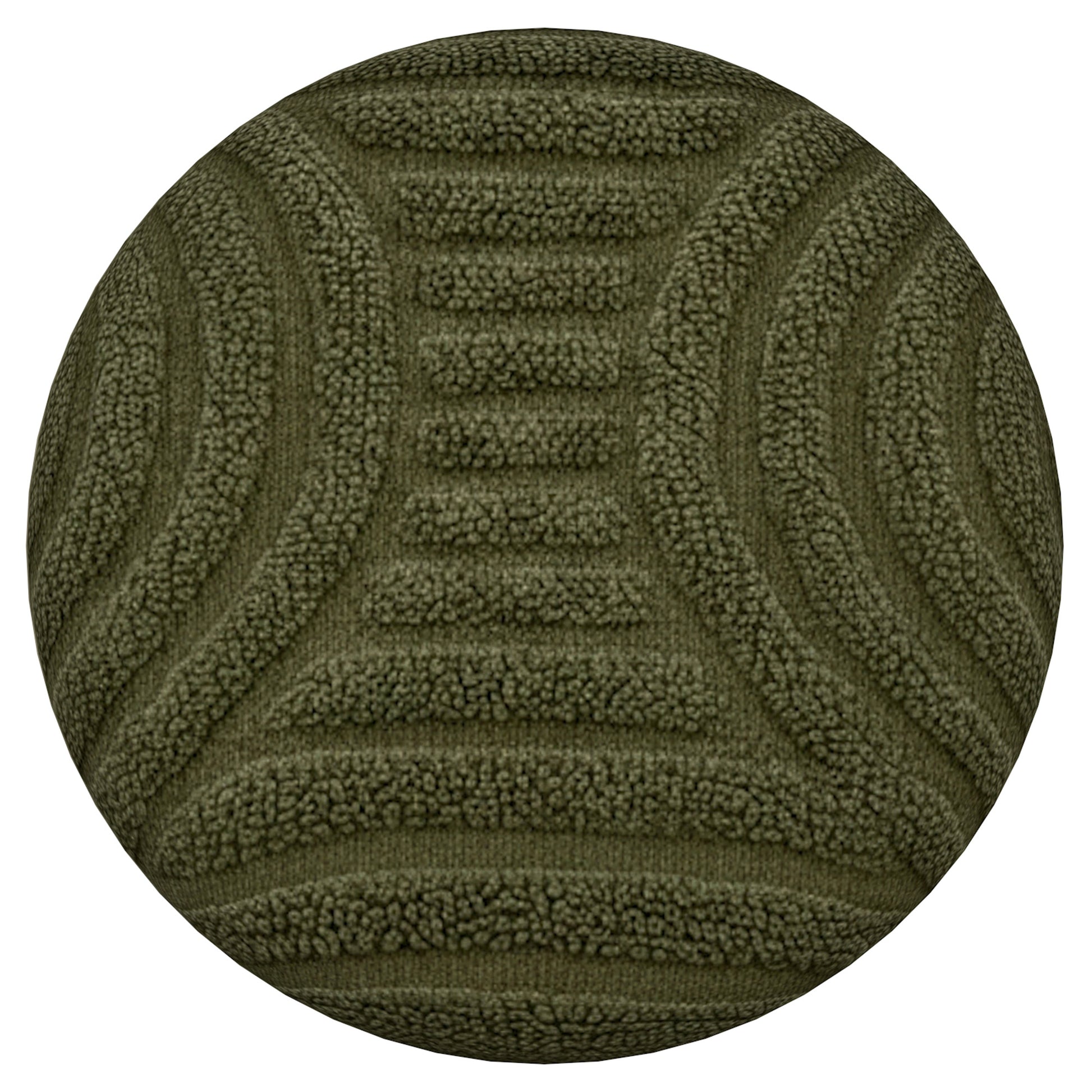Lullu Round Storage Ottoman - Olive Green Geometric Pattern-DECOROLALA