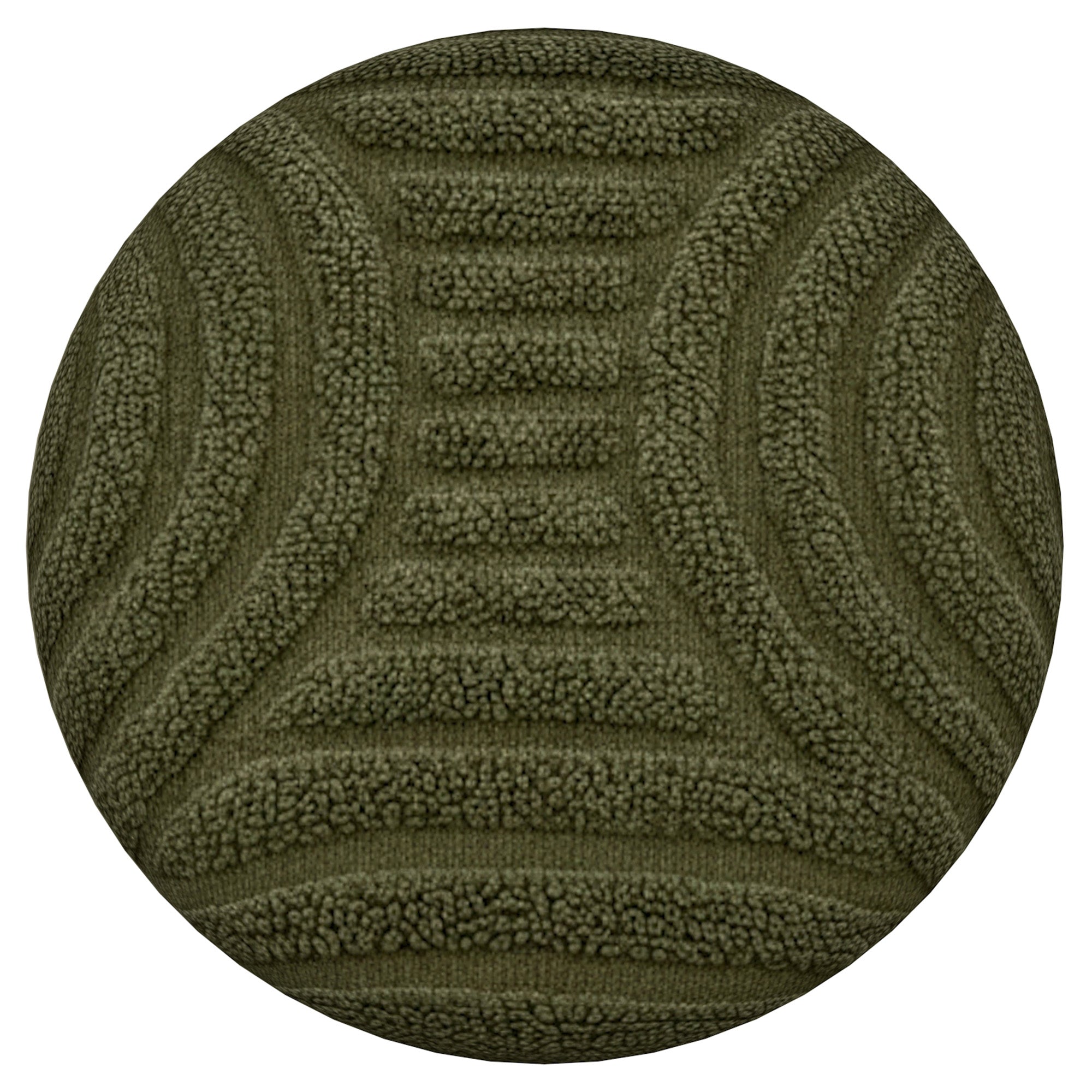 Lullu Round Storage Ottoman - Olive Green Geometric Pattern-DECOROLALA