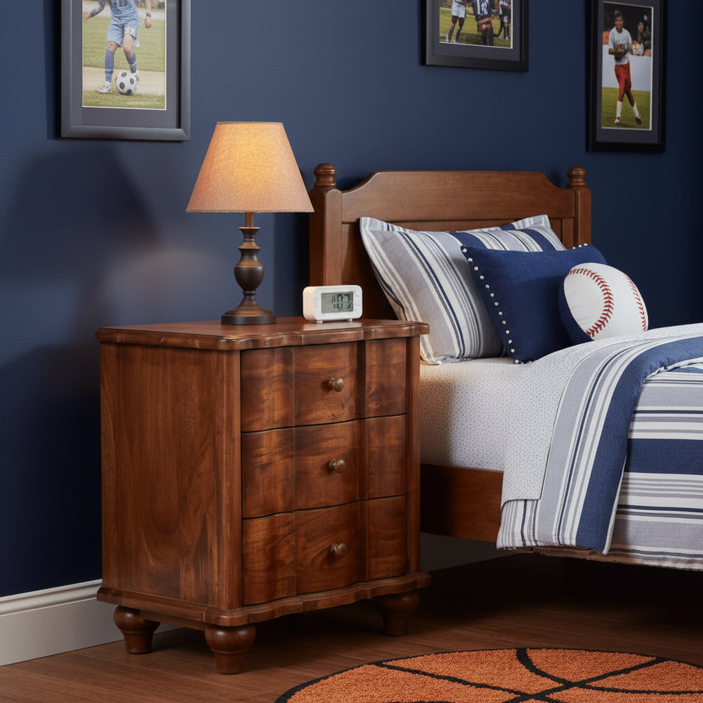 Lume Roasted Panelled Bedside Table - Solid Mango Wood-Nightstand-DECOROLALA