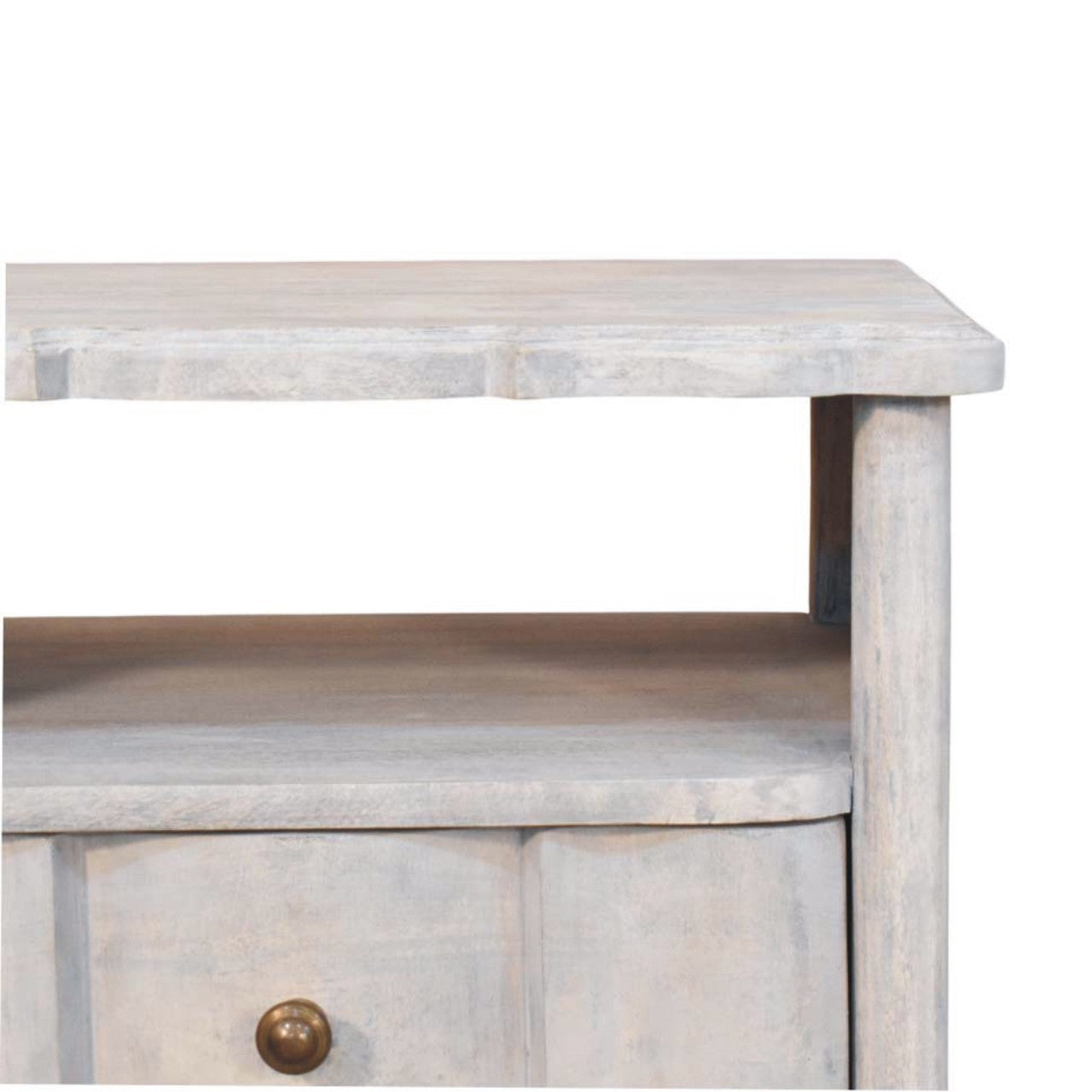 Lume Washed Bedside Table - Solid Mango Wood with Open Shelf-Nightstand-DECOROLALA
