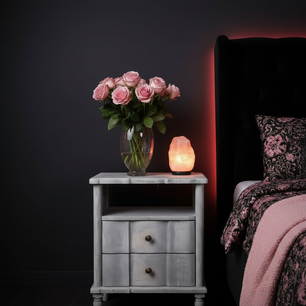 Lume Washed Bedside Table - Solid Mango Wood with Open Shelf-Nightstand-DECOROLALA