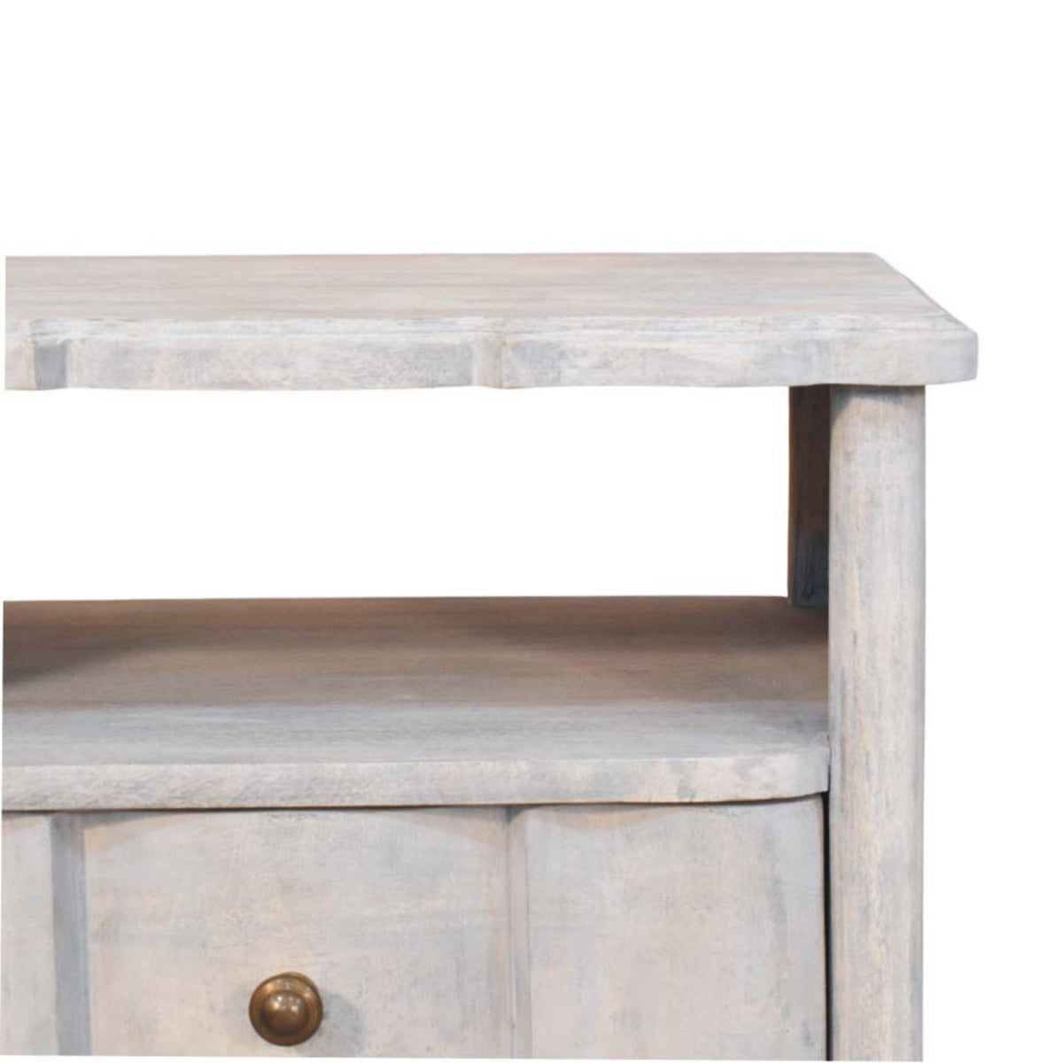 Lume Washed Bedside Table - Solid Mango Wood with Open Shelf-Nightstands-DECOROLALA