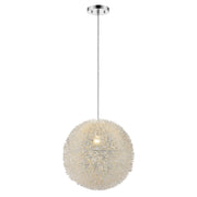 Luminary 1-Light Metallic Silver Pendant With Hand Woven Aluminum Wire Shade (12")-Pendants-Hanging Lights-DECOROLALA
