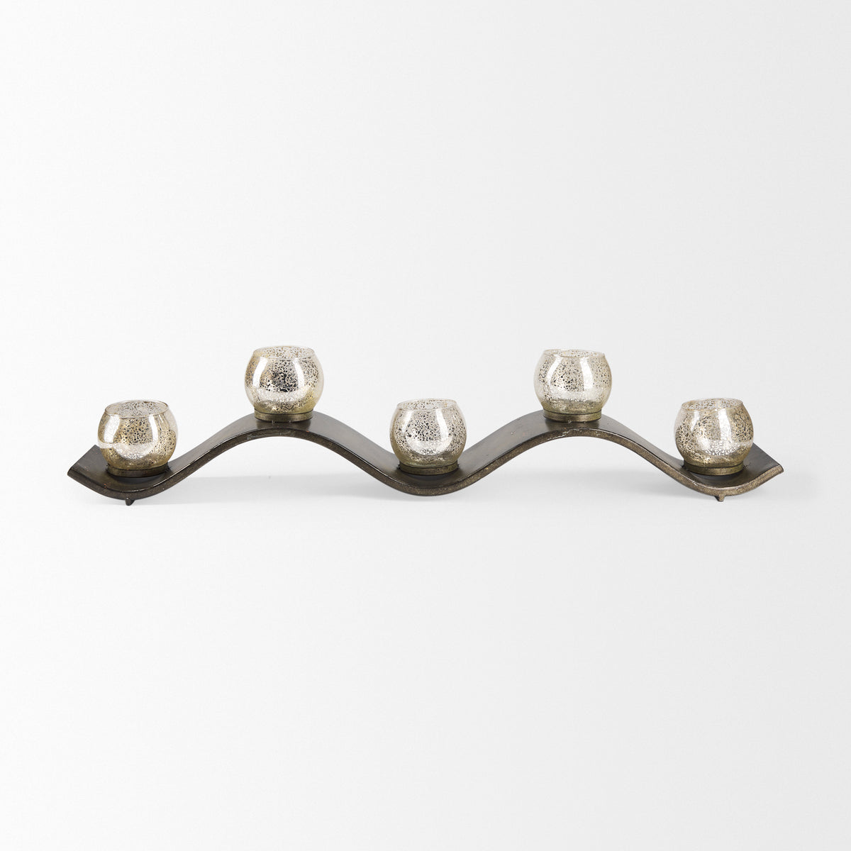 Lux Copper Metal Five Hurricane Glass Holder Table Candle Holder-Table Candle Holders-DECOROLALA