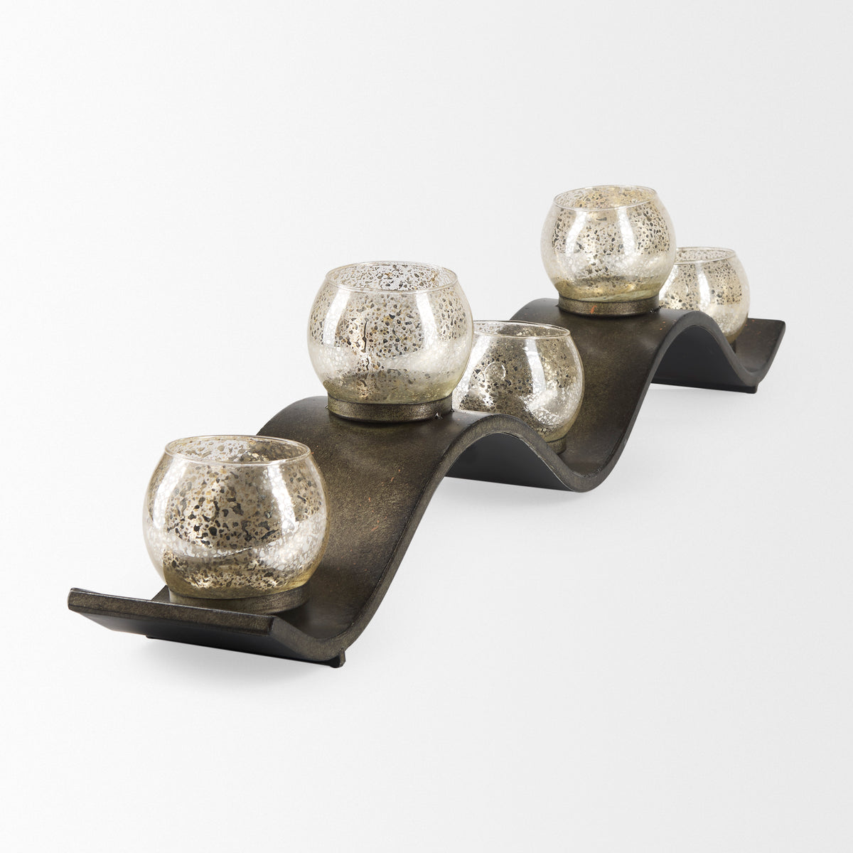 Lux Copper Metal Five Hurricane Glass Holder Table Candle Holder-Table Candle Holders-DECOROLALA
