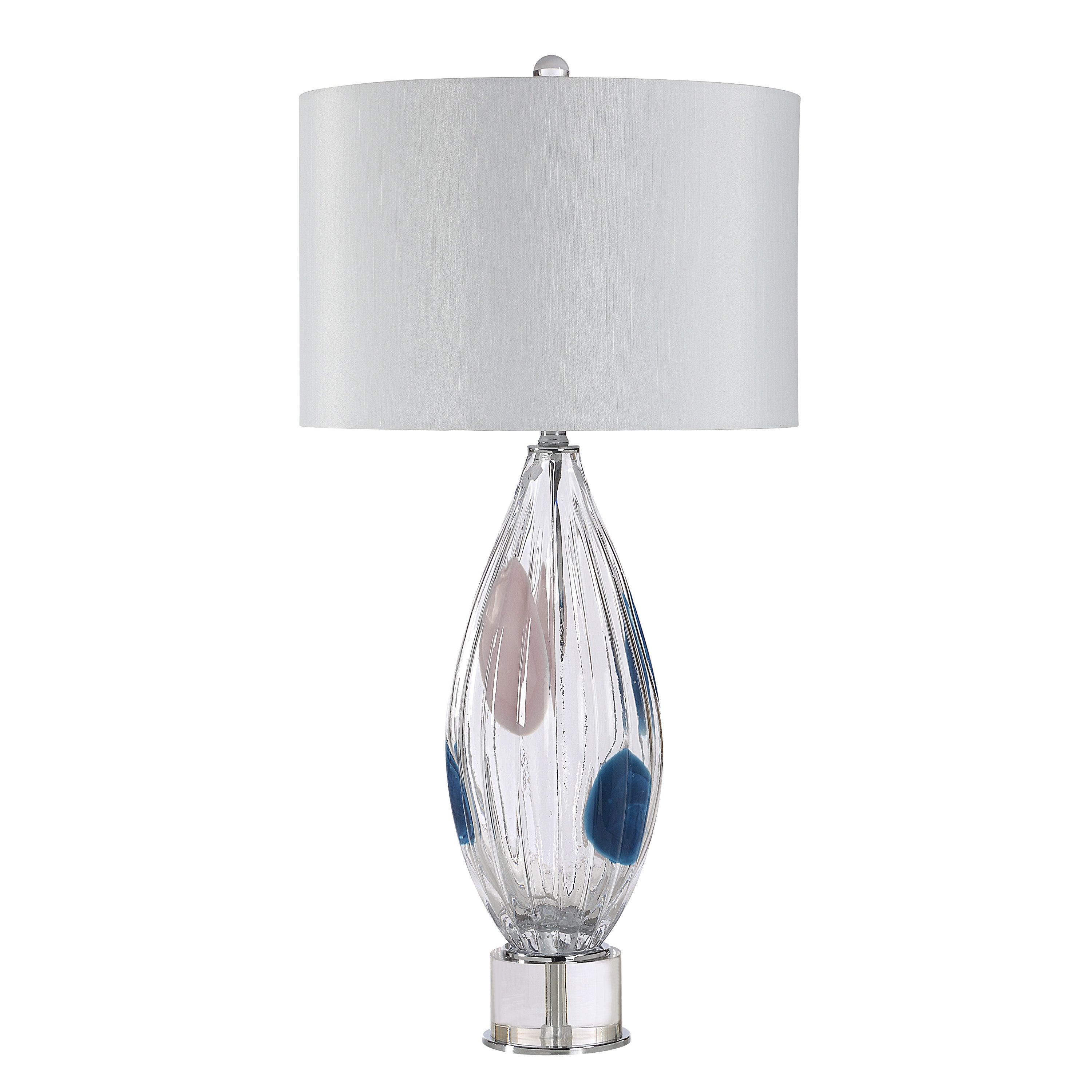 Luxor 30" Table Lamp, Clear & Blue Glass-Table Lamp-DECOROLALA