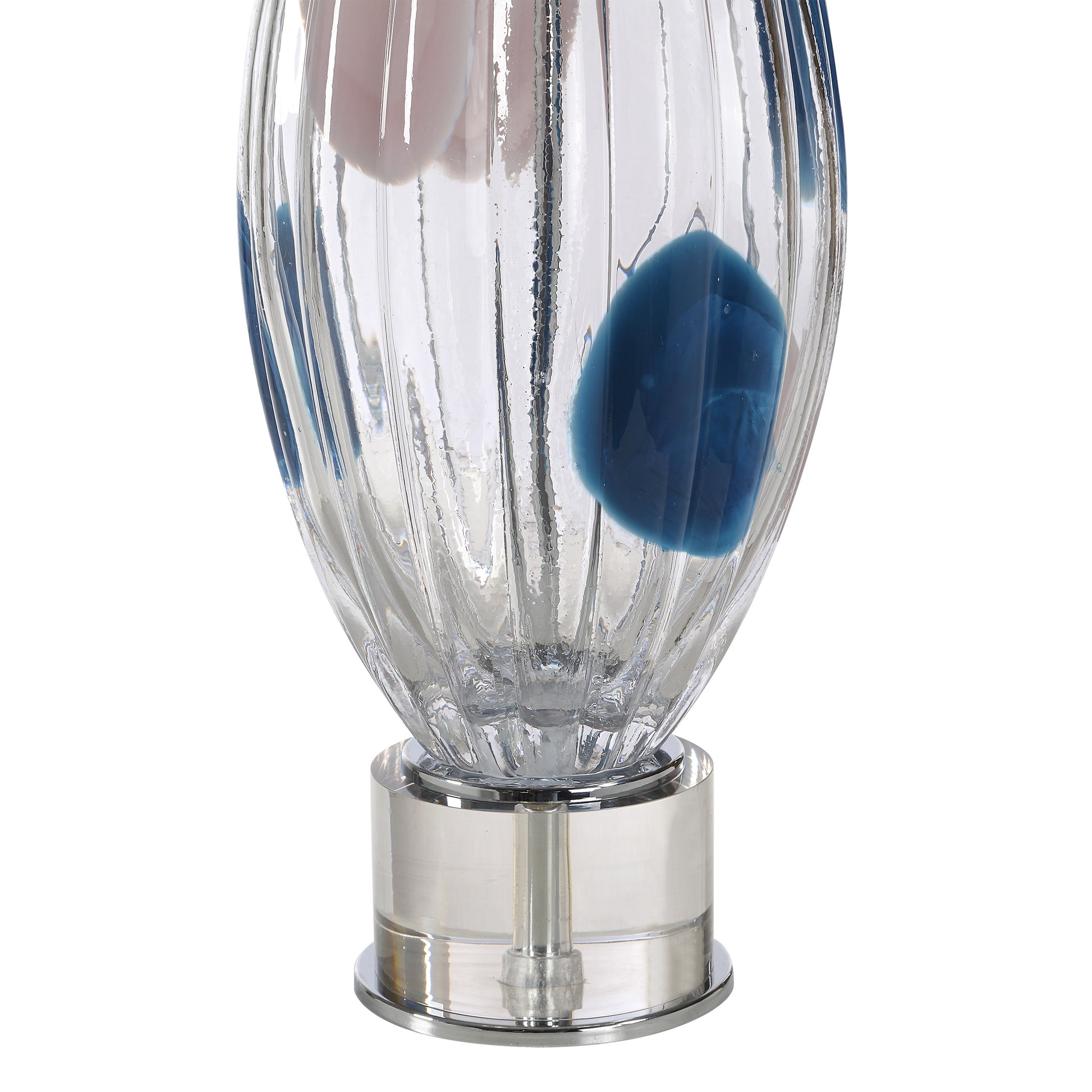 Luxor 30" Table Lamp, Clear & Blue Glass-Table Lamp-DECOROLALA