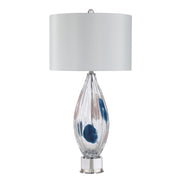 Luxor 30" Table Lamp, Clear & Blue Glass-Table Lamp-DECOROLALA