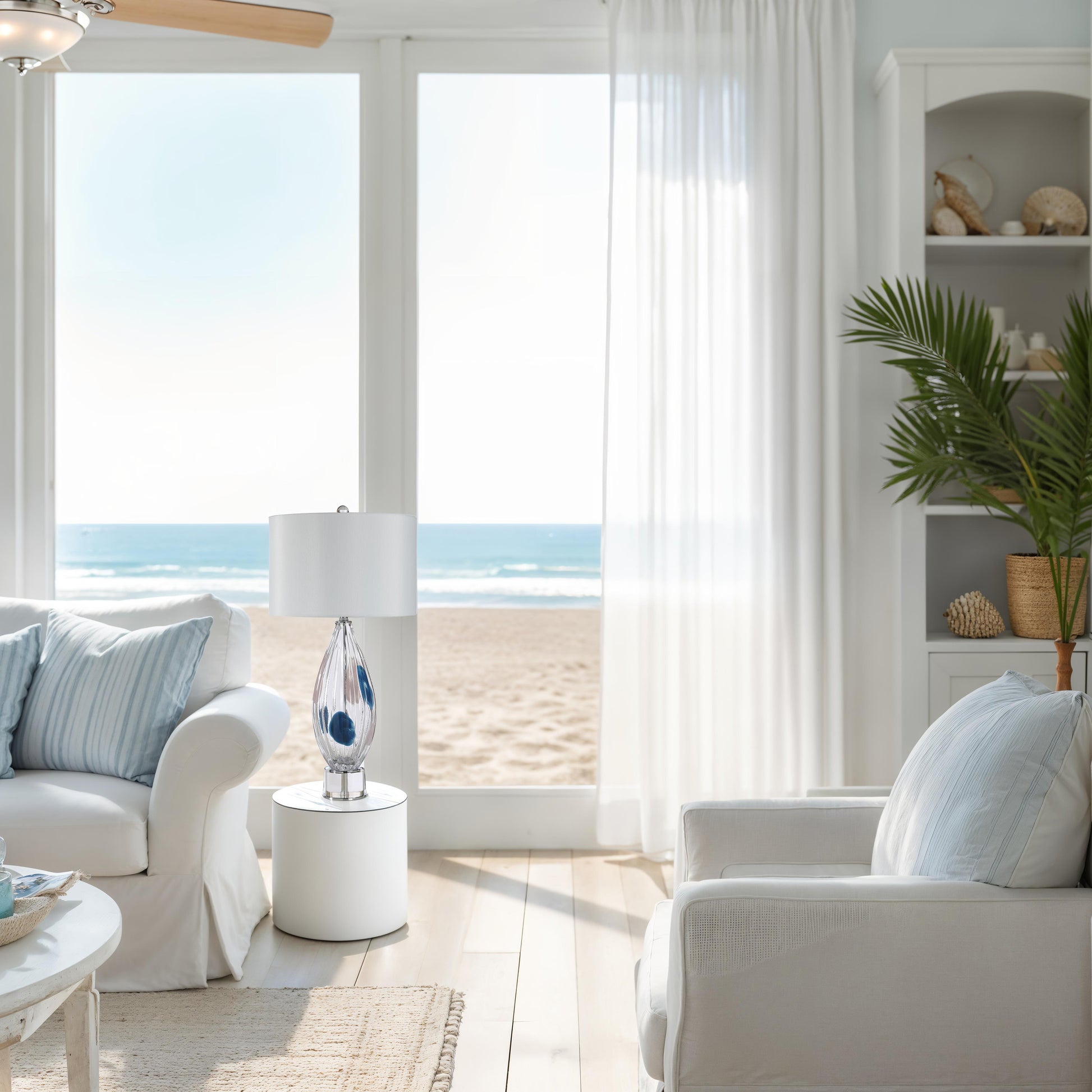 Luxor 30.0" Height Table Lamps, Clear And Blue-Table Lamp-DECOROLALA