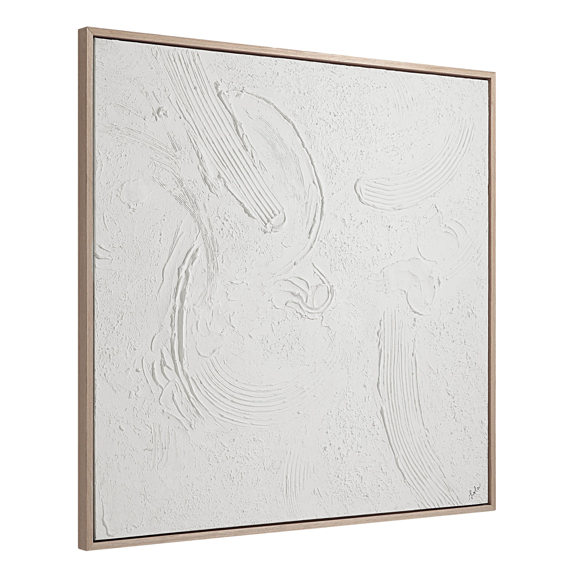 Luz 50" Wide Canvas Art with Wood Frame, Cream-Canvas Art-DECOROLALA