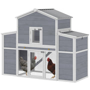 66.5" Large Chicken Coop, Wooden Chicken House with 2 Nesting Boxes, Sliding Tray & Ramp, for Outdoor Backyard Farm