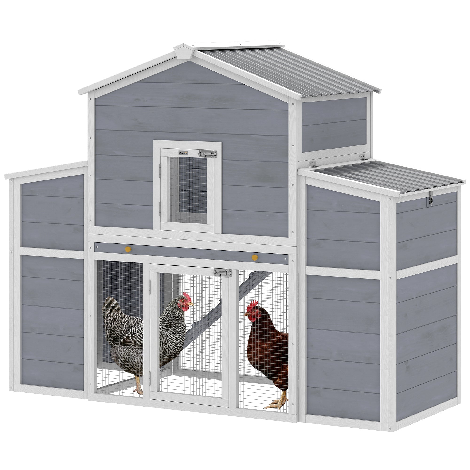 66.5" Large Chicken Coop, Wooden Chicken House with 2 Nesting Boxes, Sliding Tray & Ramp, for Outdoor Backyard Farm