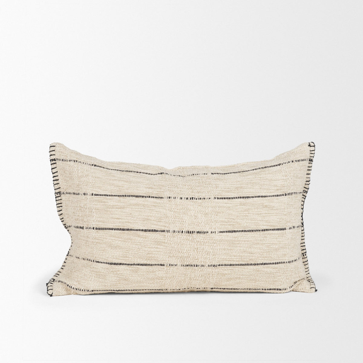 Lyle 13x21 Square Oatmeal w/ Black Stripes Decorative Pillow Cover-Decorative Pillows-DECOROLALA