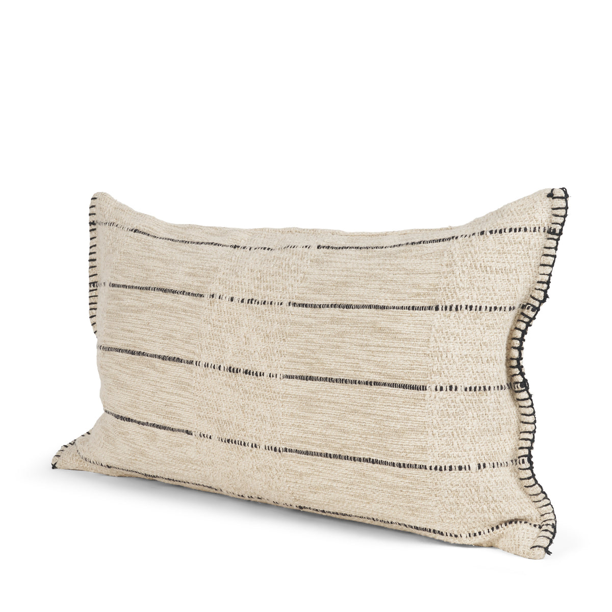 Lyle 14x26 Lumbar Oatmeal w/ Black Stripes Decorative Pillow Cover-Decorative Pillows-DECOROLALA
