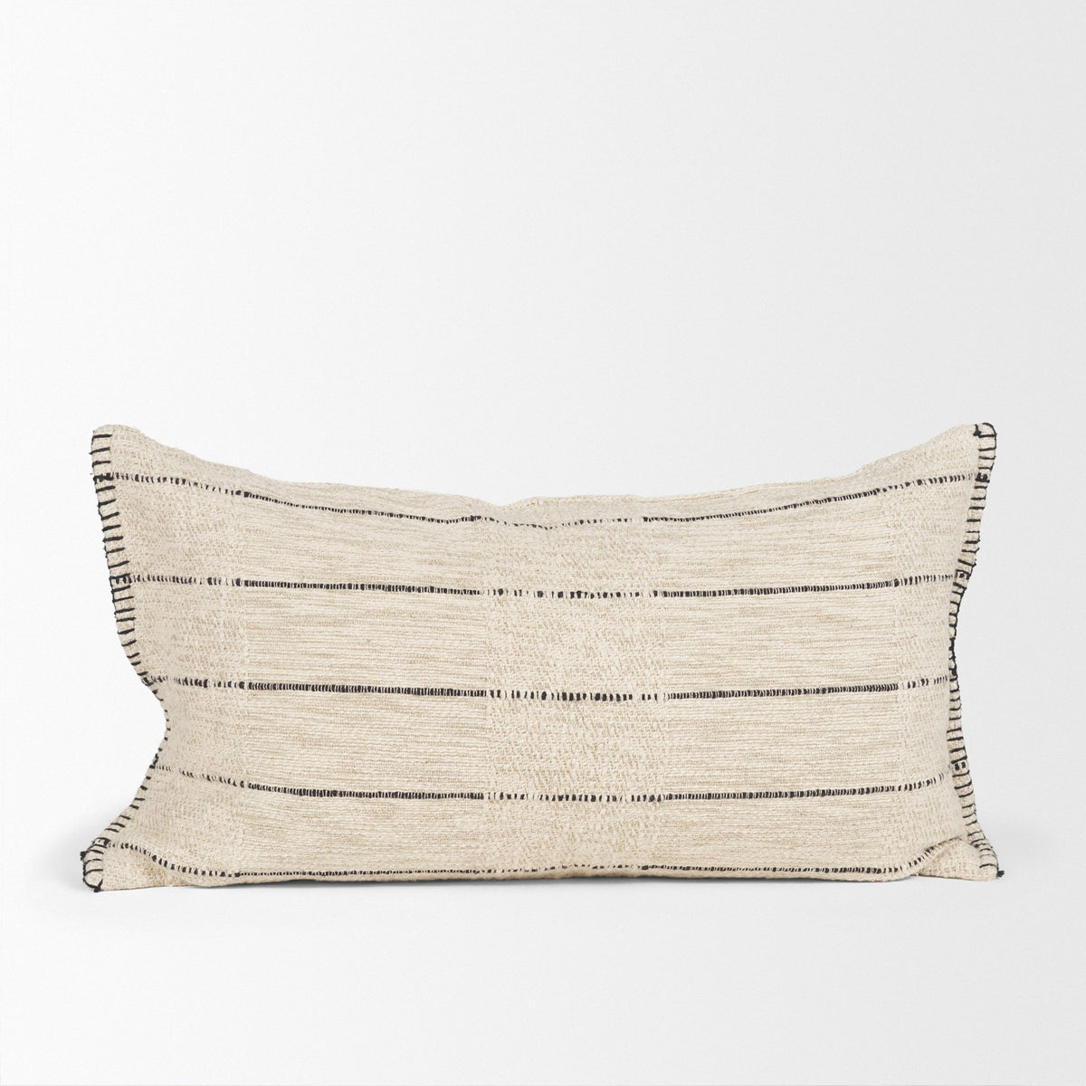 Lyle Lumbar Pillow Cover - Oatmeal & Black (Min Order Qty 2)-Decorative Pillows-DECOROLALA