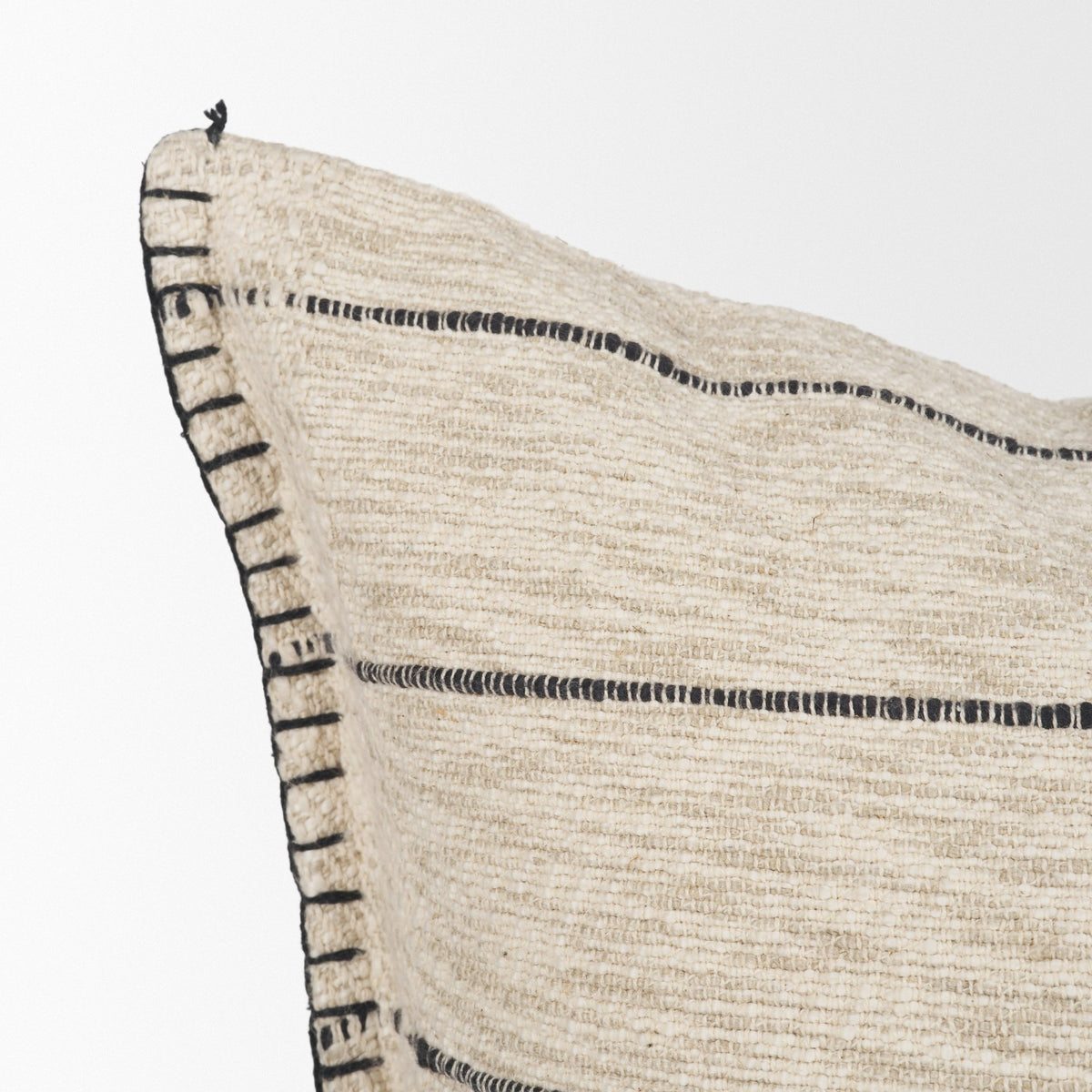 Lyle Square Oatmeal & Black Stripe Pillow Cover (min order qty 2)-Decorative Pillows-DECOROLALA