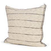 Lyle Square Oatmeal & Black Stripe Pillow Cover (min order qty 2)-Decorative Pillows-DECOROLALA