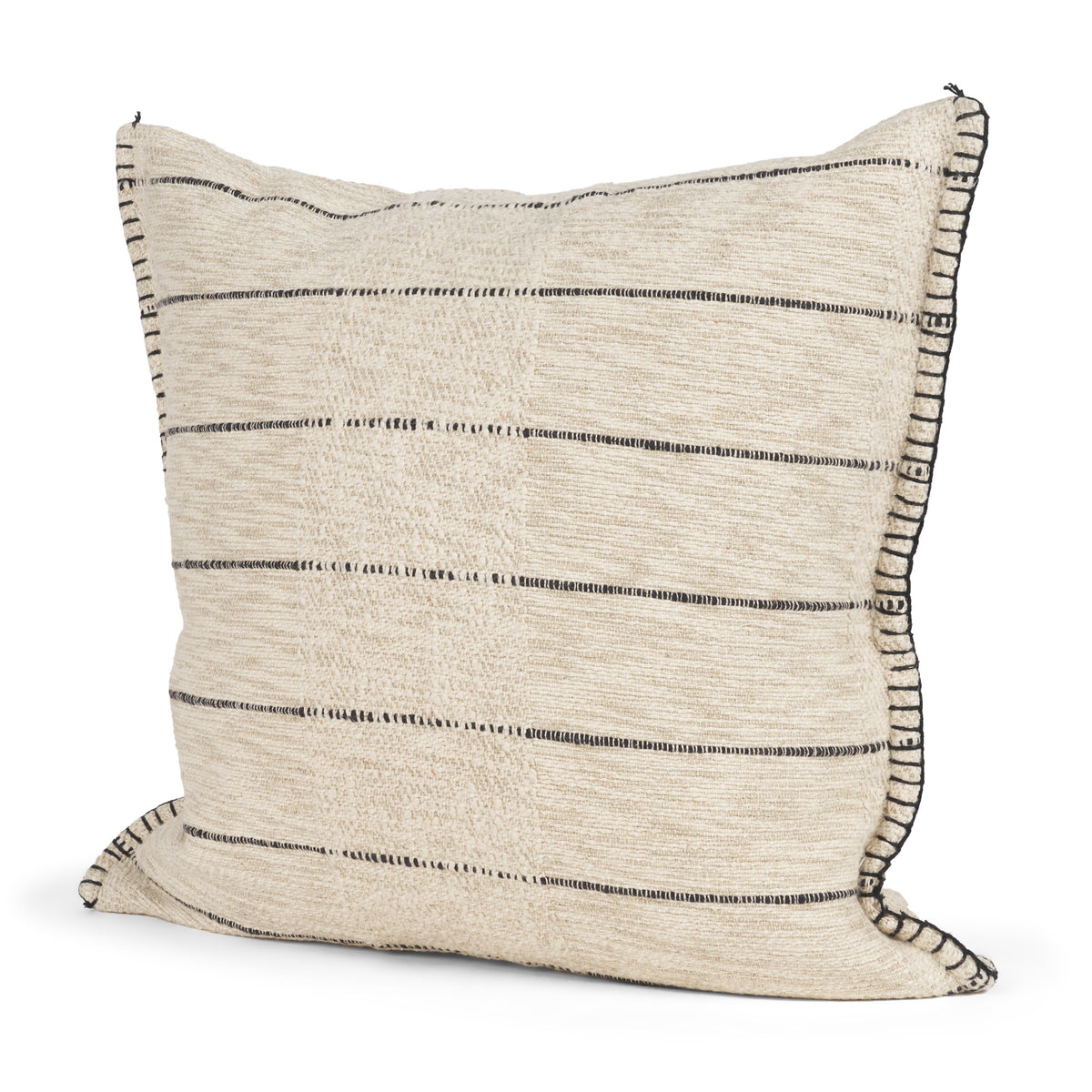 Lyle Square Striped Oatmeal Pillow with Filler (min order qty 2)-Decorative Pillows-DECOROLALA