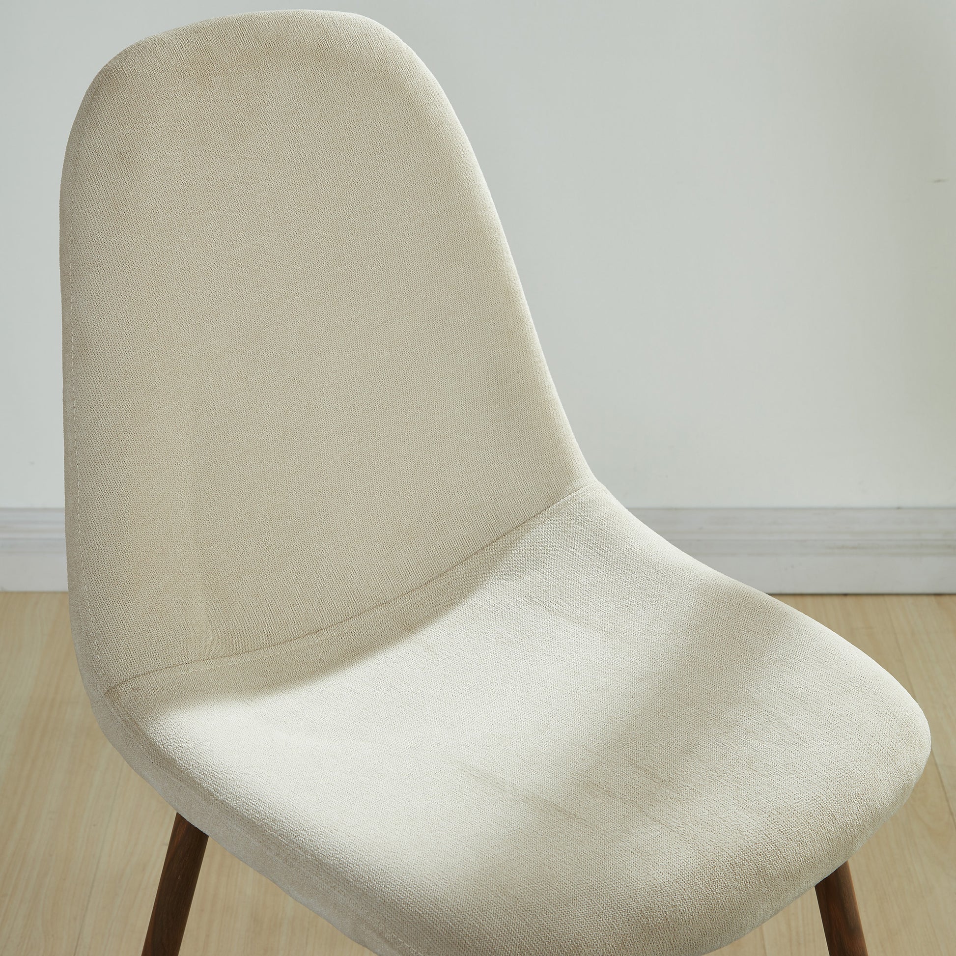 Lyna Side Chair - Beige Fabric with Walnut Finish Metal Legs-DECOROLALA