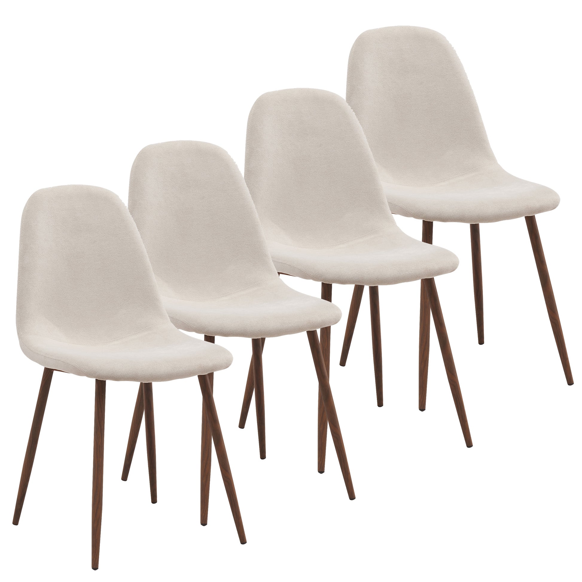 Lyna Side Chair - Beige Fabric with Walnut Finish Metal Legs-DECOROLALA