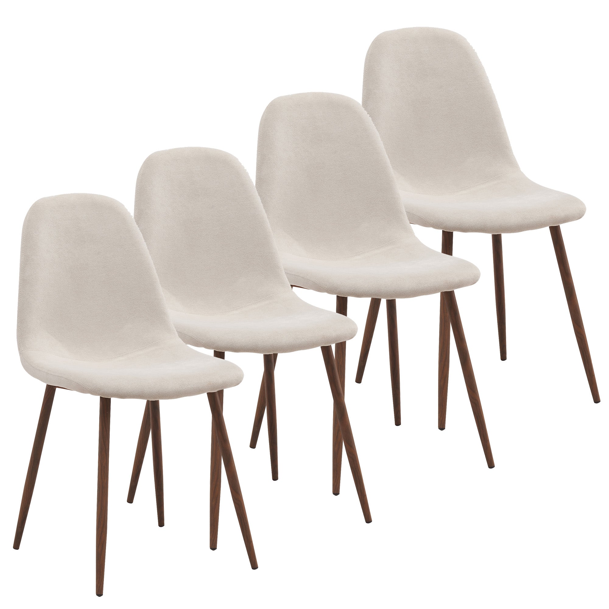 Lyna Side Chair - Beige Fabric with Walnut Finish Metal Legs-DECOROLALA