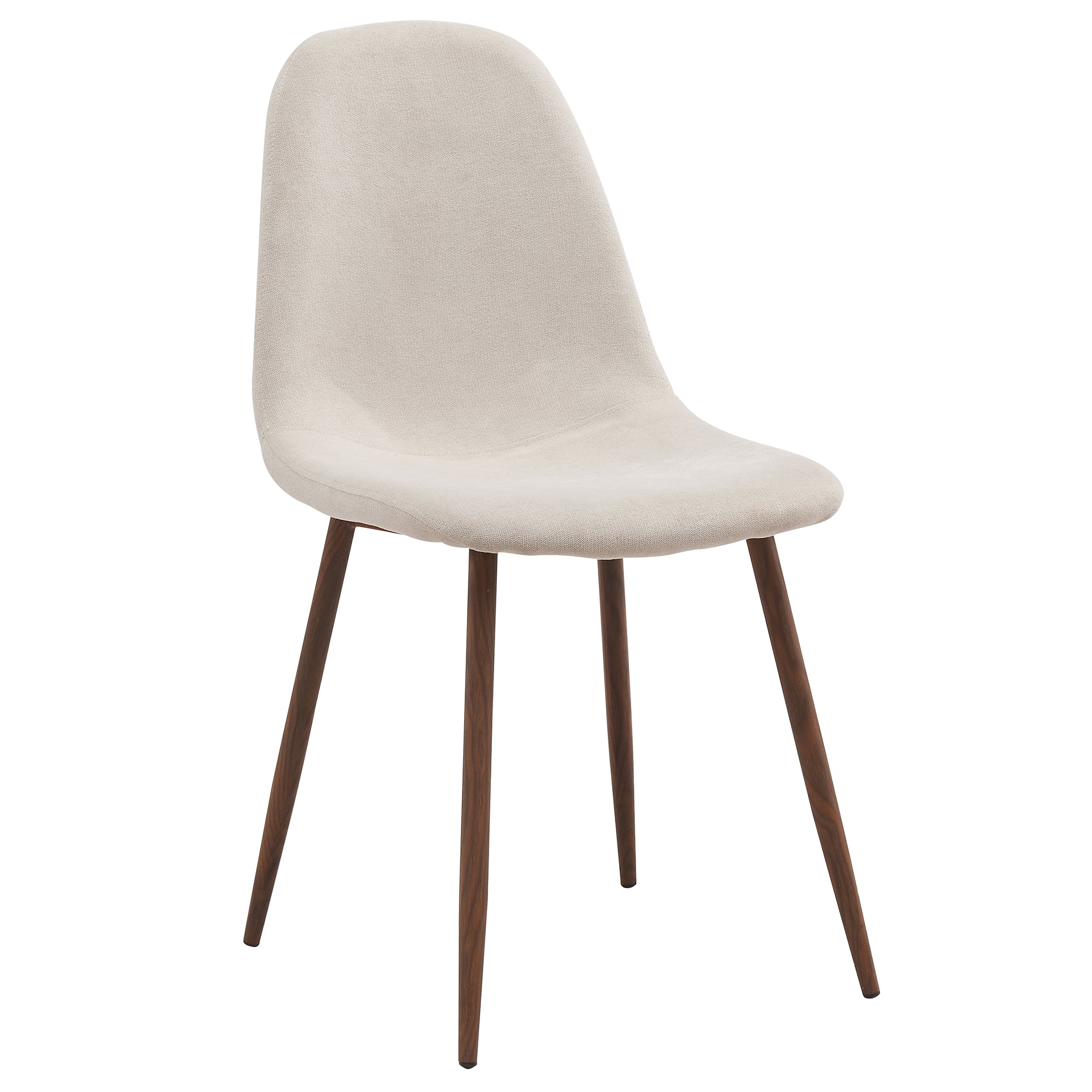 Lyna Side Chair - Beige Fabric with Walnut Finish Metal Legs-DECOROLALA
