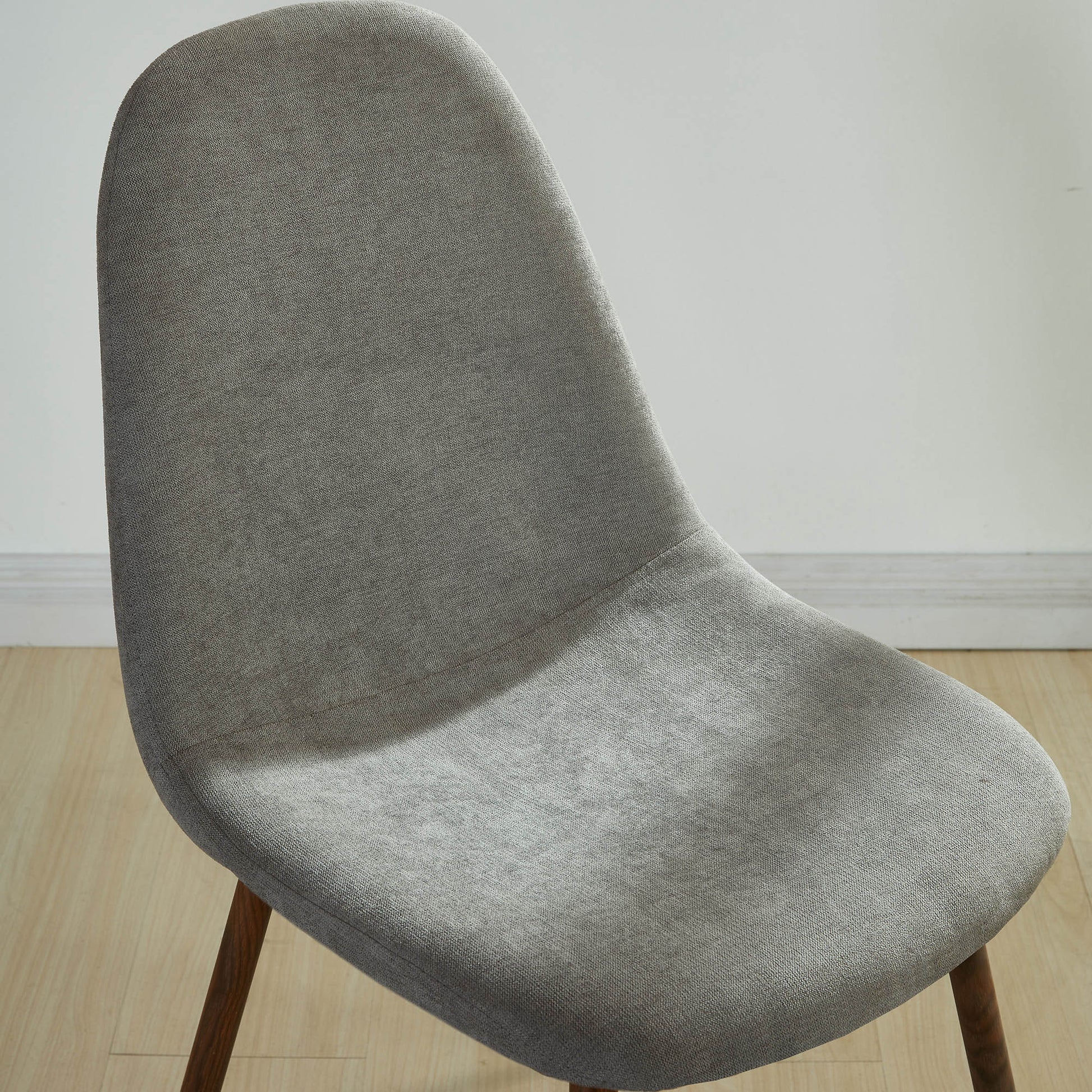 Lyna Side Chair - Grey Fabric with Walnut Finish Metal Legs-DECOROLALA
