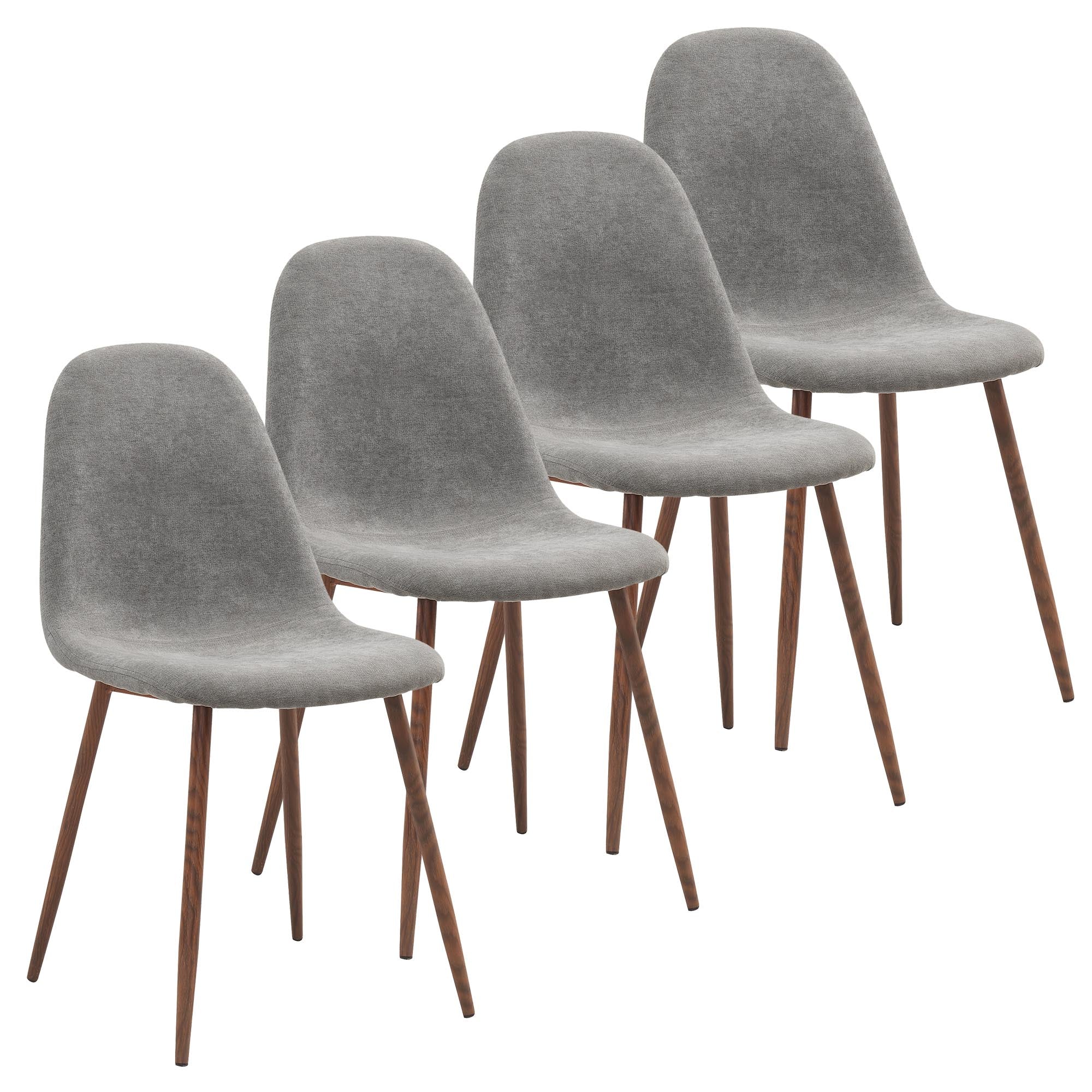 Lyna Side Chair - Grey Fabric with Walnut Finish Metal Legs-DECOROLALA